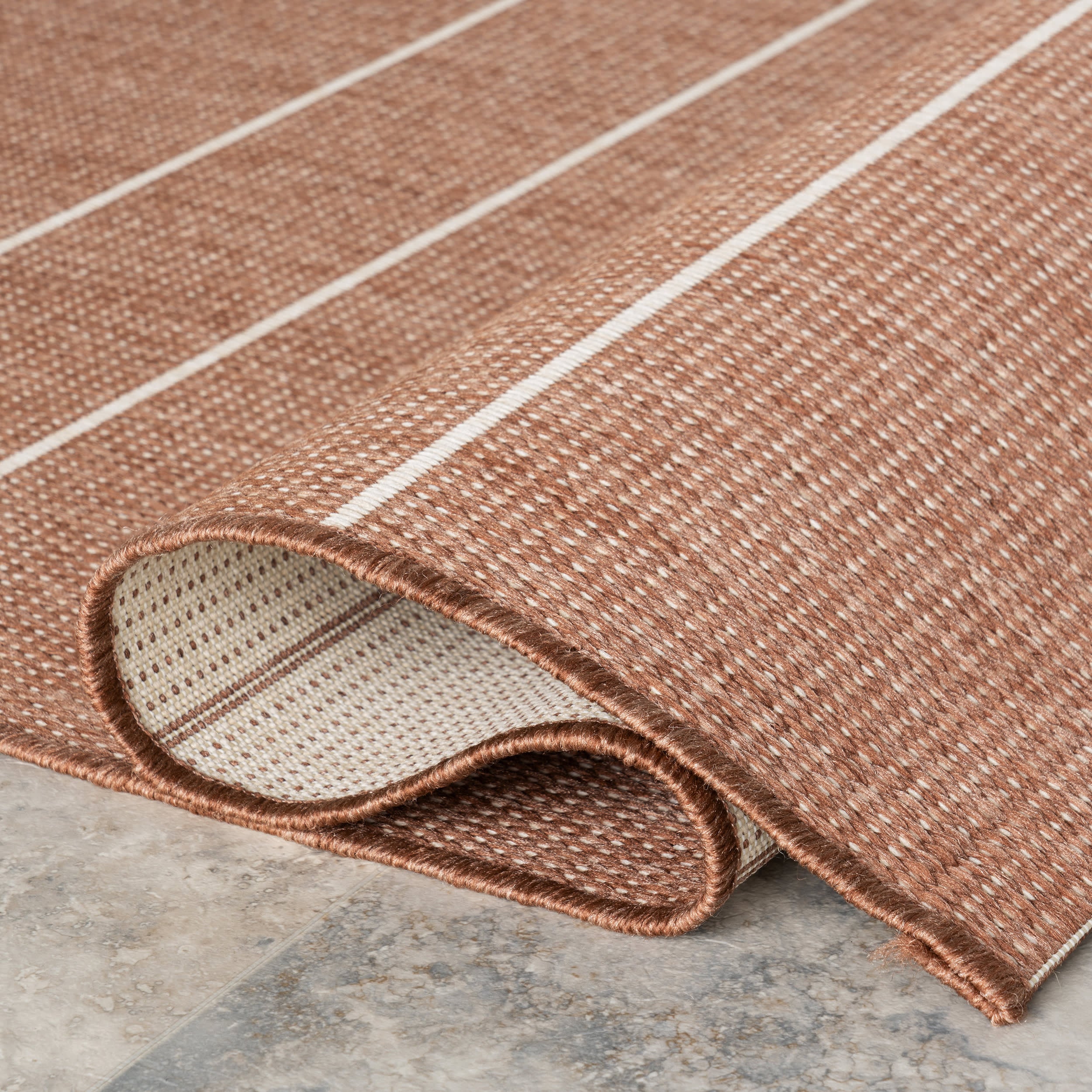Venetian Pinstripes Indoor/Outdoor Rug | Brown - Image 10