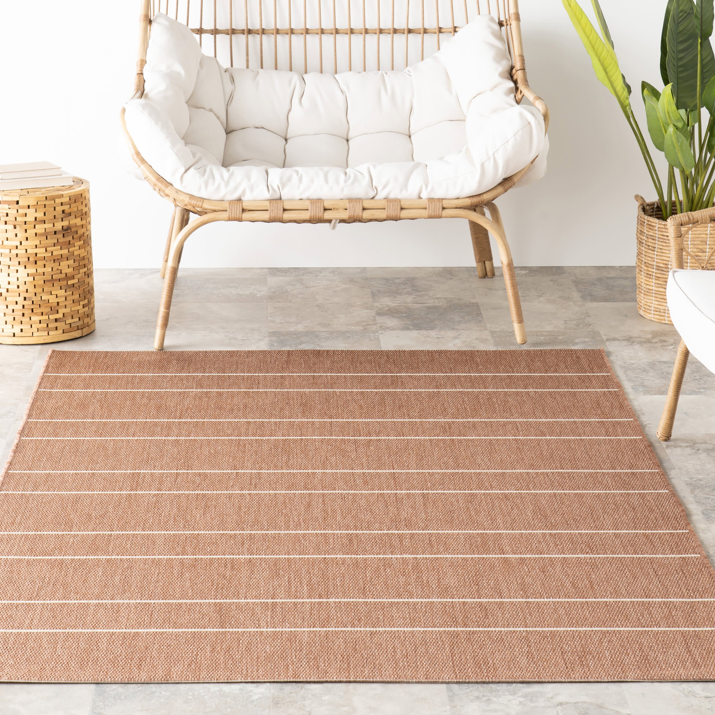 Venetian Pinstripes Indoor/Outdoor Rug | Brown - Image 5