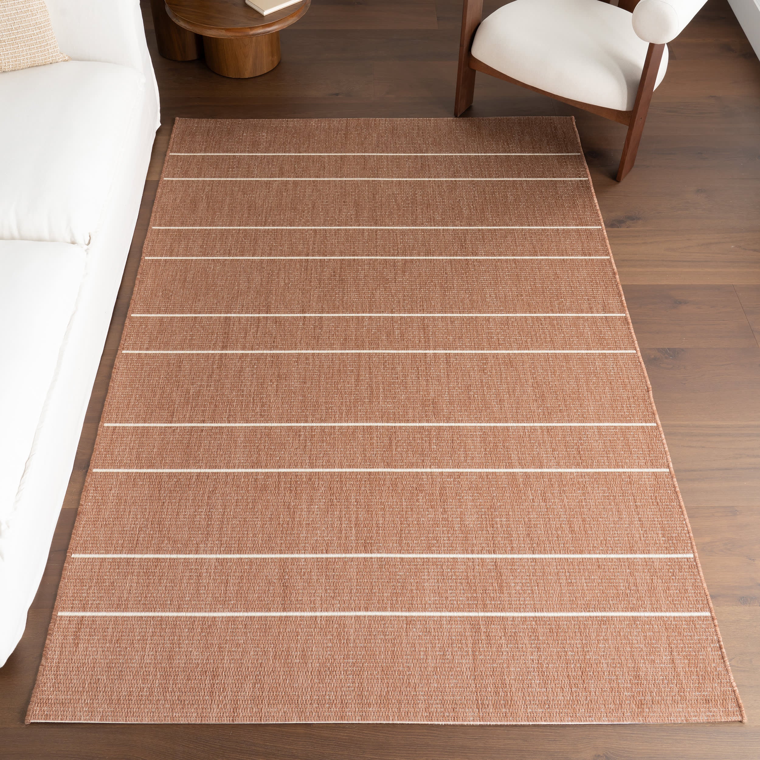 Venetian Pinstripes Indoor/Outdoor Rug | Brown - Image 9