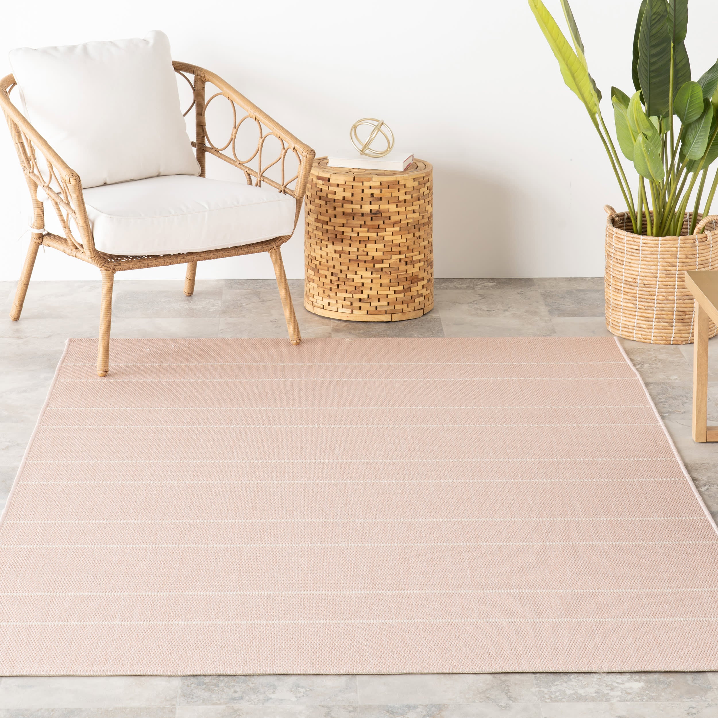 Venetian Pinstripes Indoor/Outdoor Rug | Light Pink - Image 5