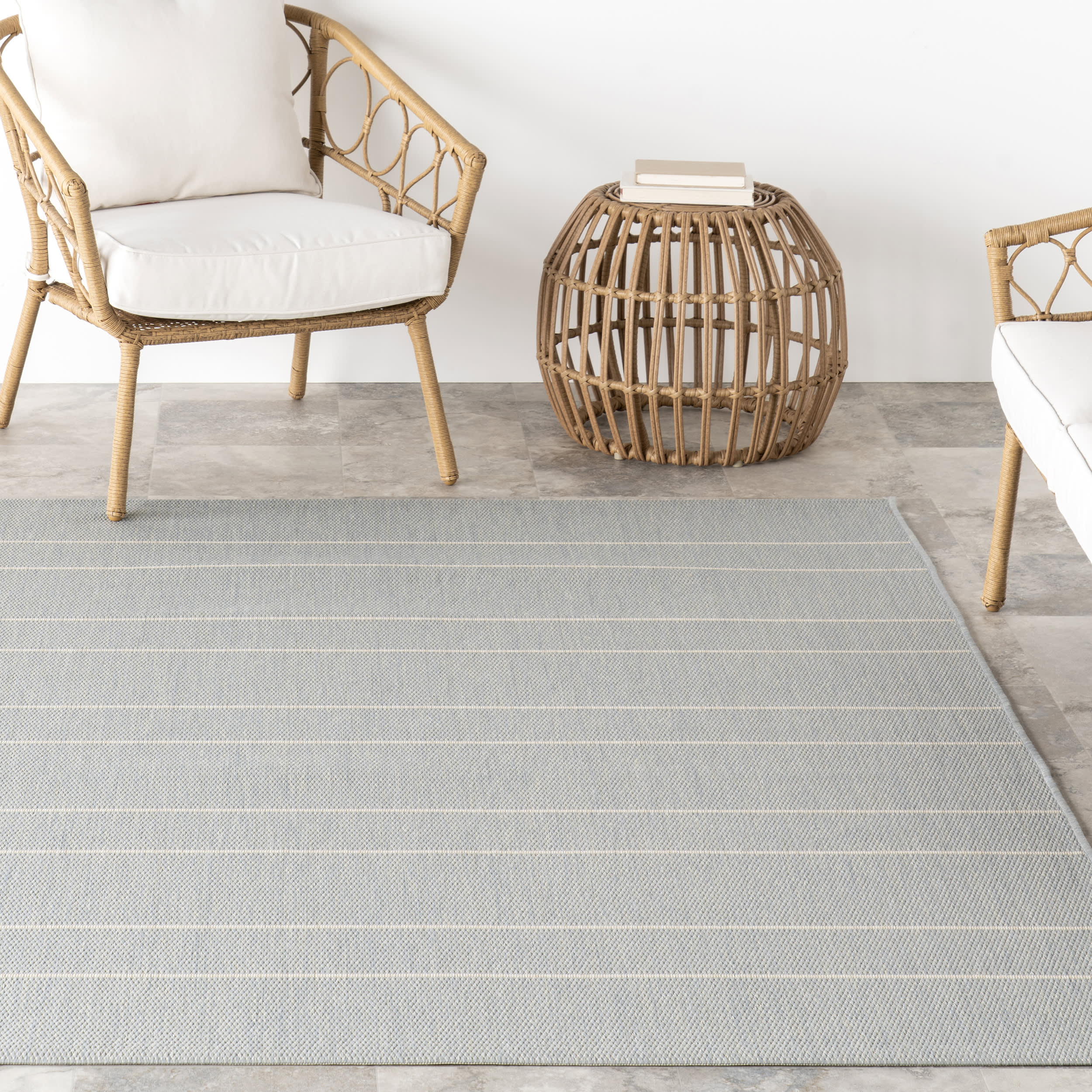 Venetian Pinstripes Indoor/Outdoor Rug | Slate Blue - Image 5