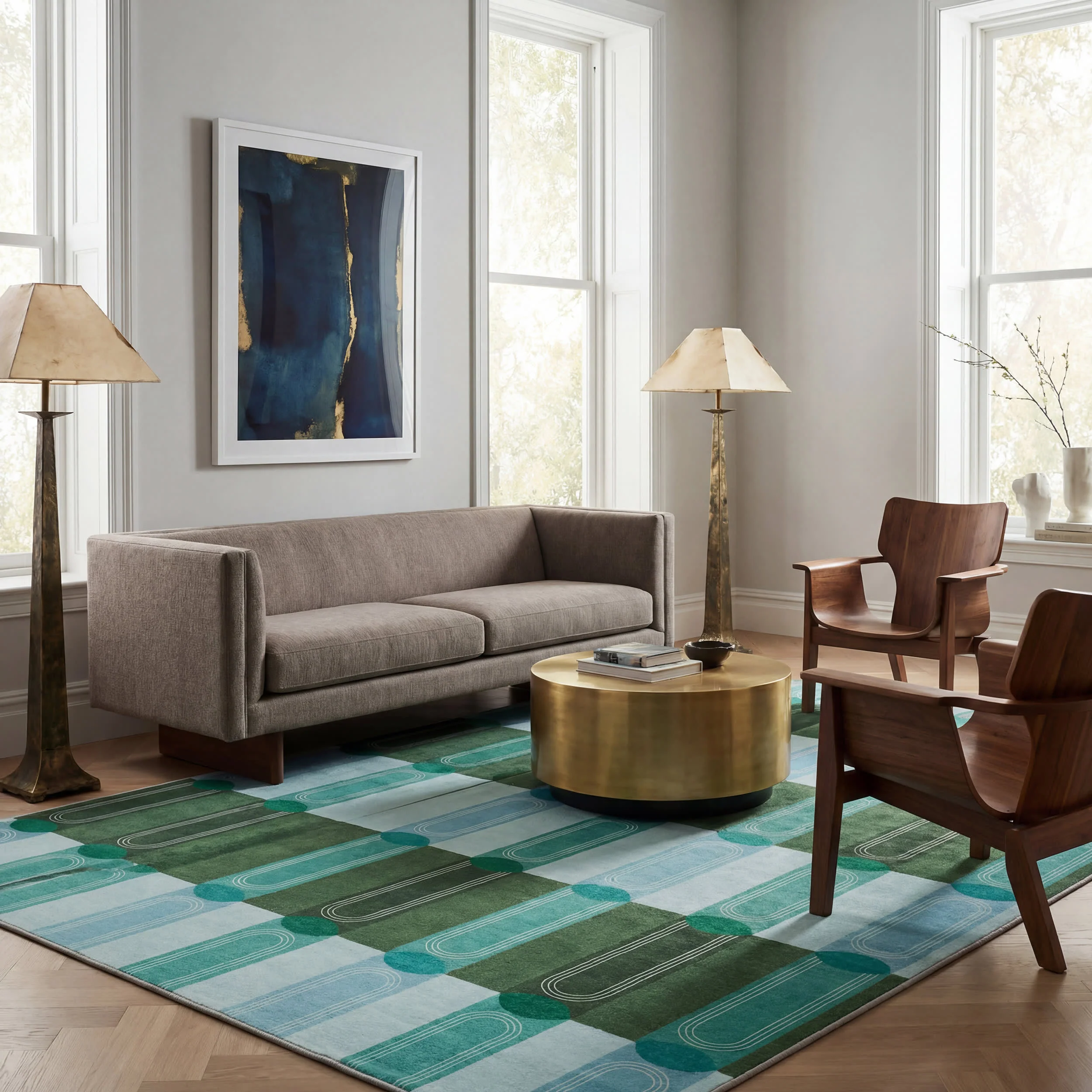 Verdant Columns Striped Washable Rug by Society6 | Multicolor - Image 2