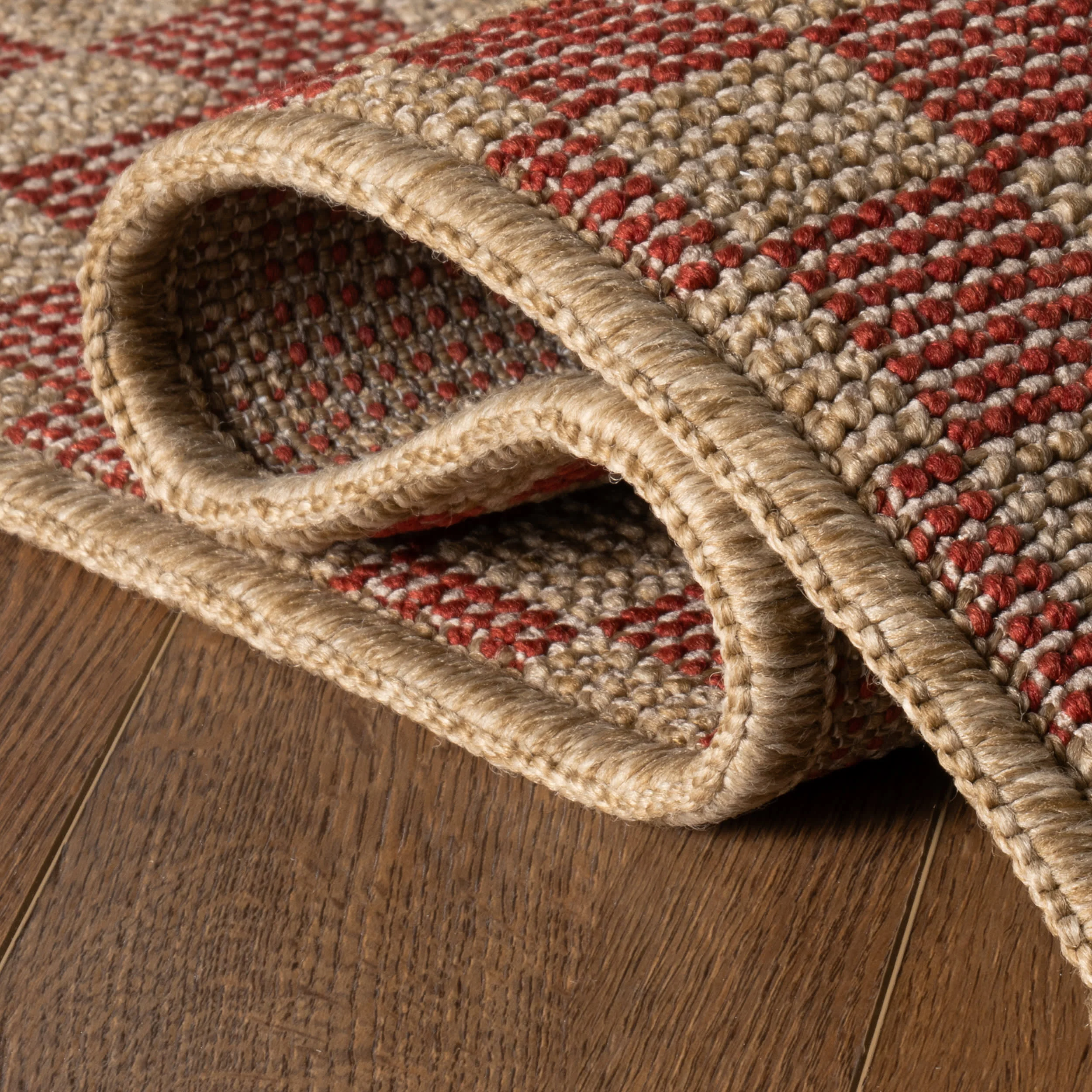 Vesna Bordered Checkered Indoor/Outdoor Rug | Red - Image 9
