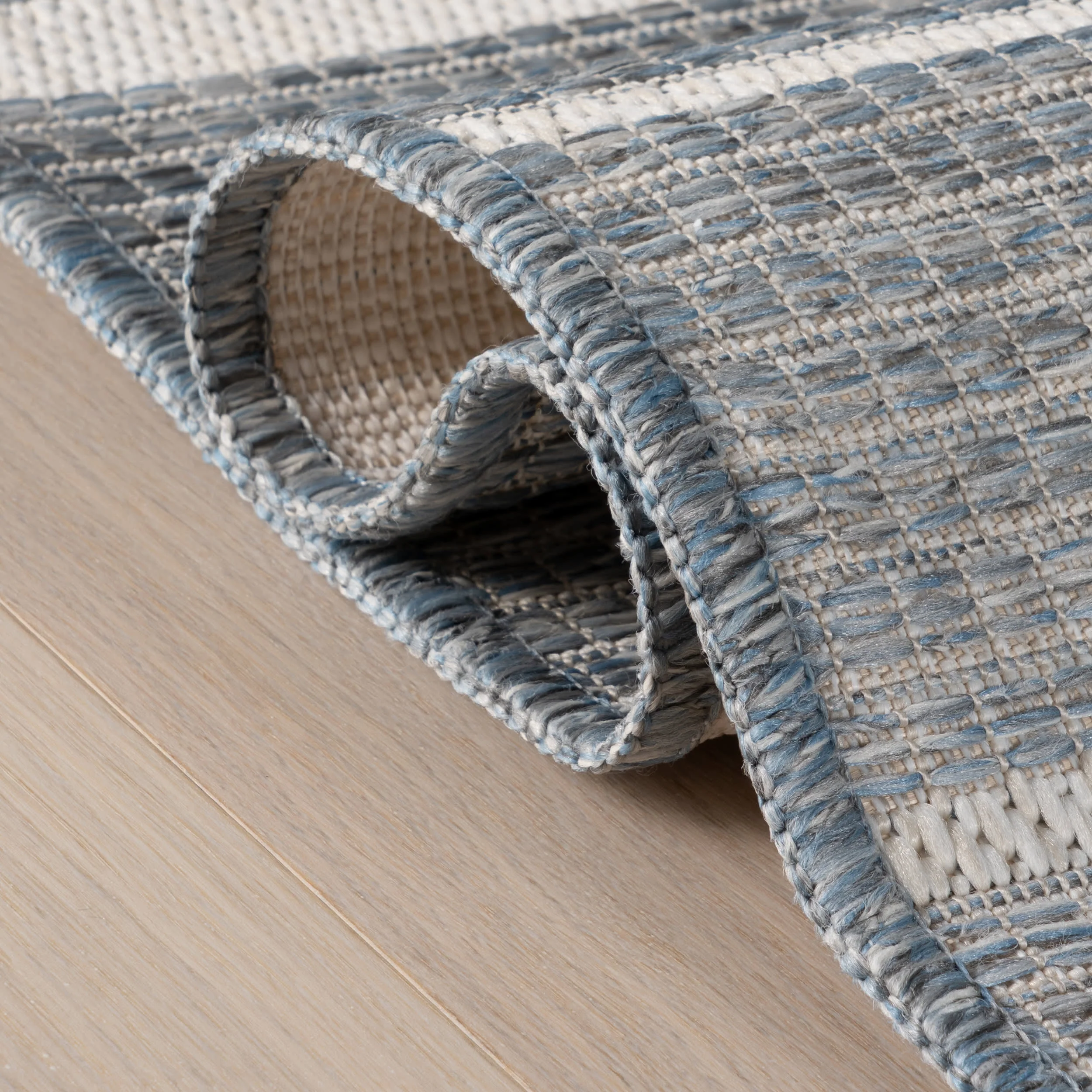 Vespe Modern Striped Indoor/Outdoor Rug | Blue - Image 10