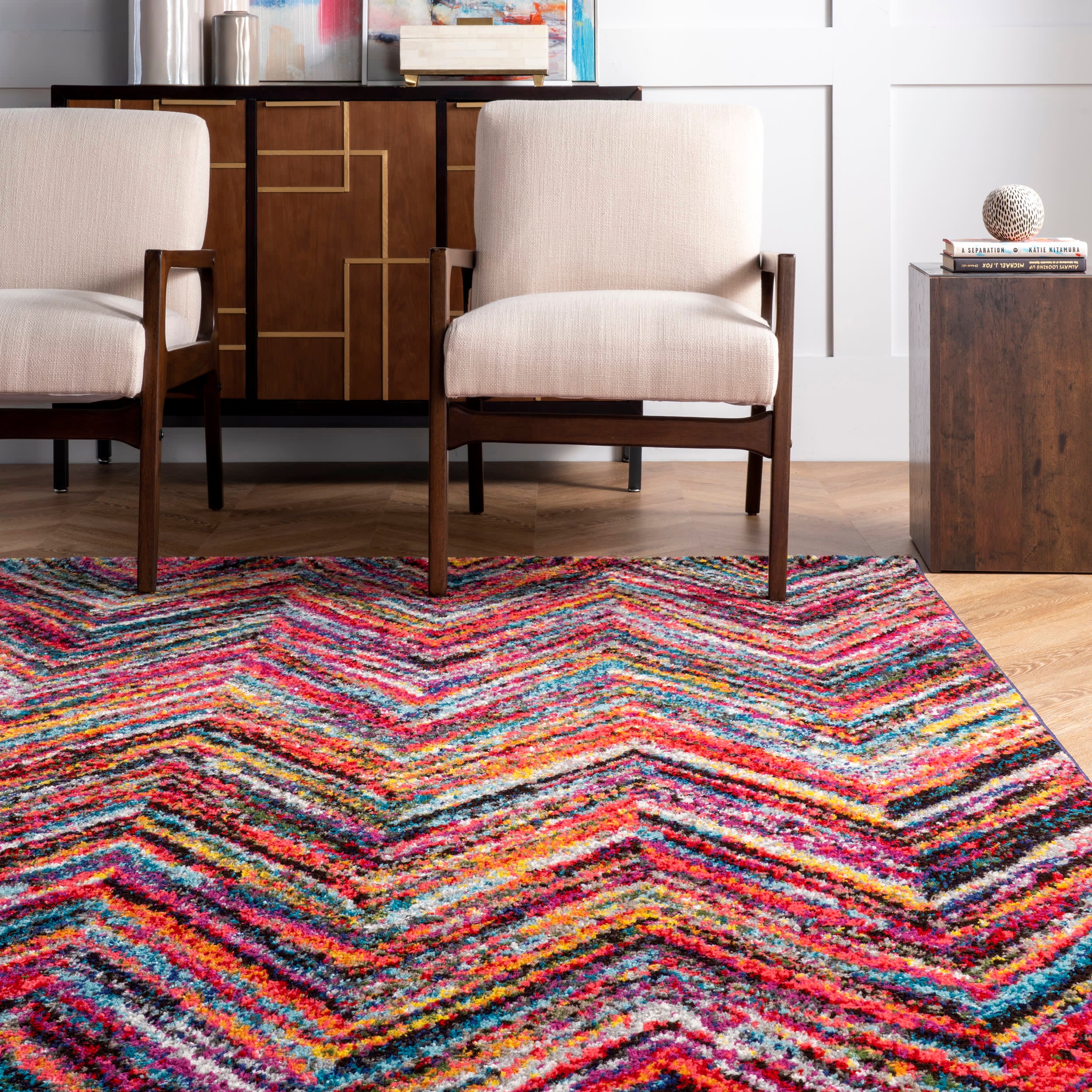 Vibrant Chevron Rug | Multicolor - Image 4
