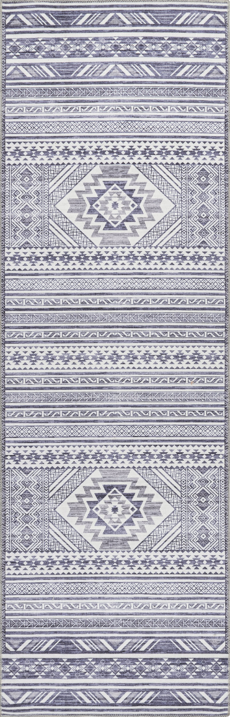 Vicky Banded Washable Rug | Grey