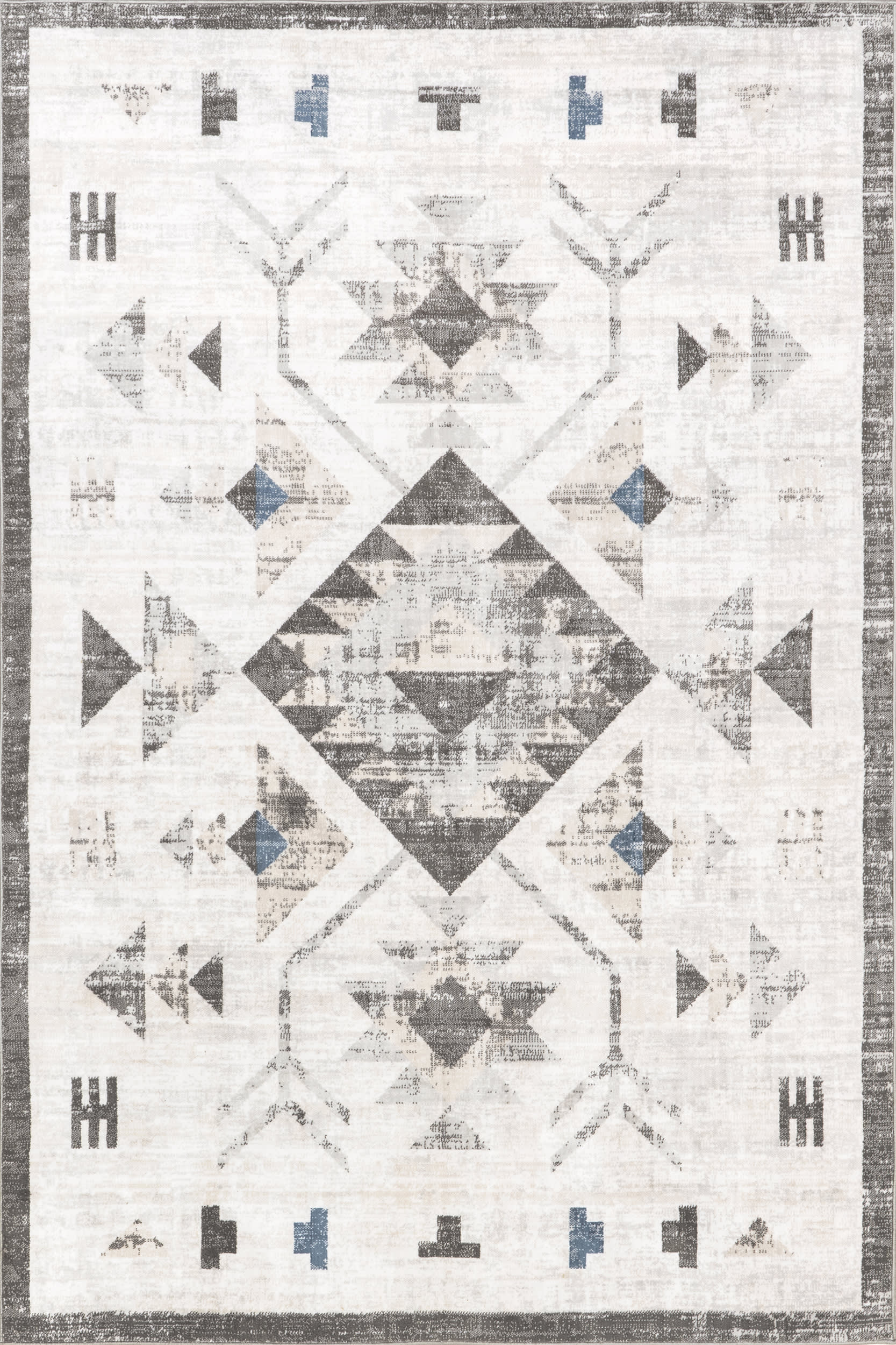 Vilani Faded Washable Rug | Light Grey