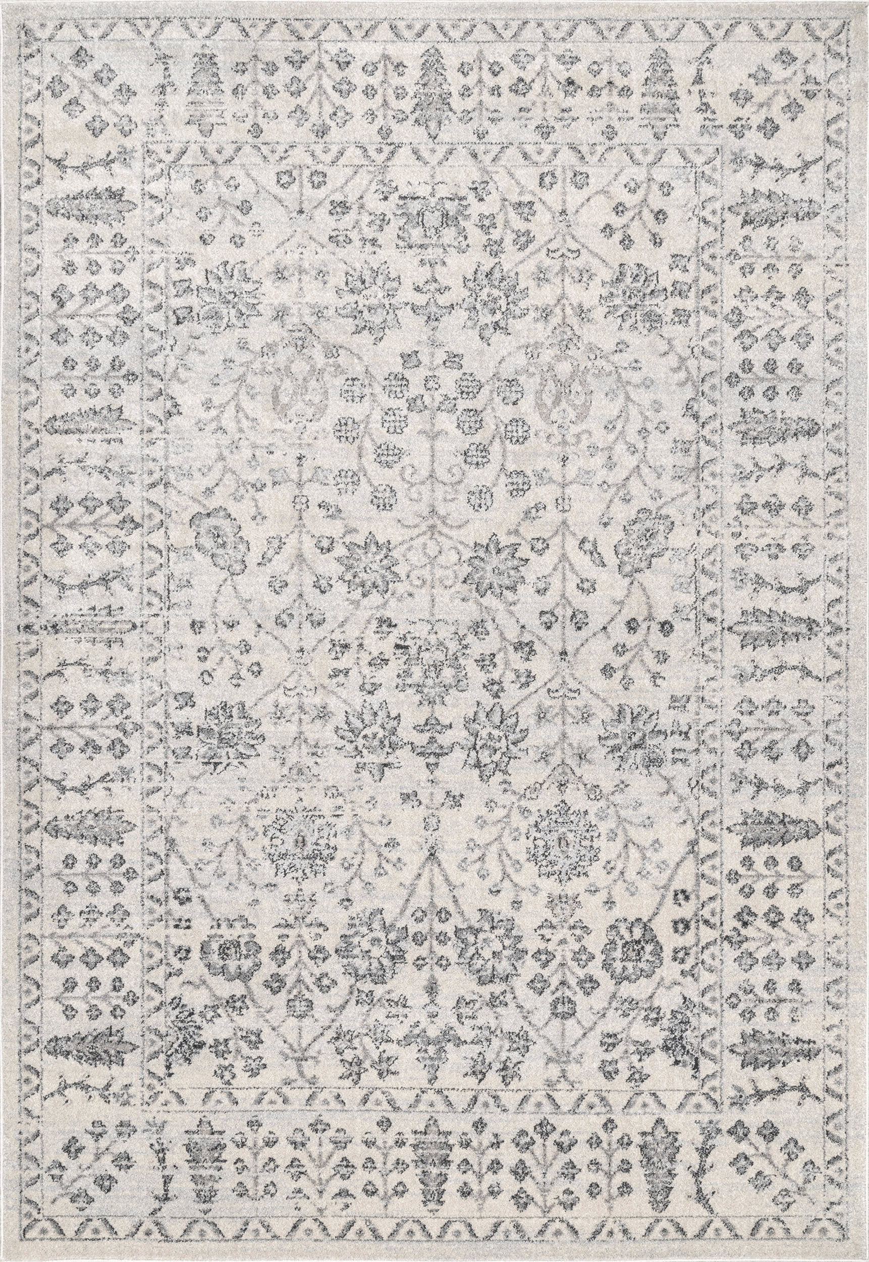 Vintage Floral Rug | Silver