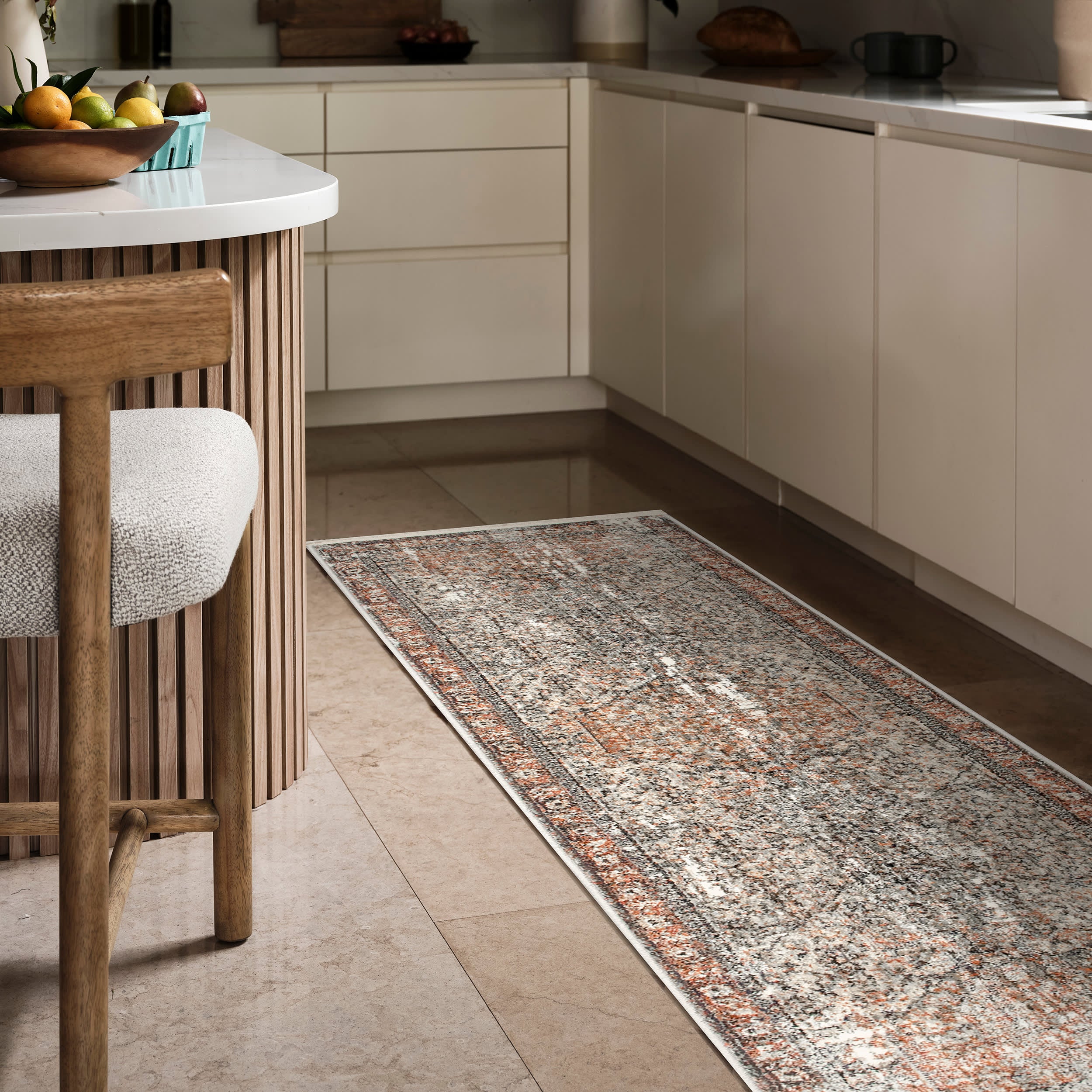 Vintage Medallion Fringe Rug | Beige - Image 2