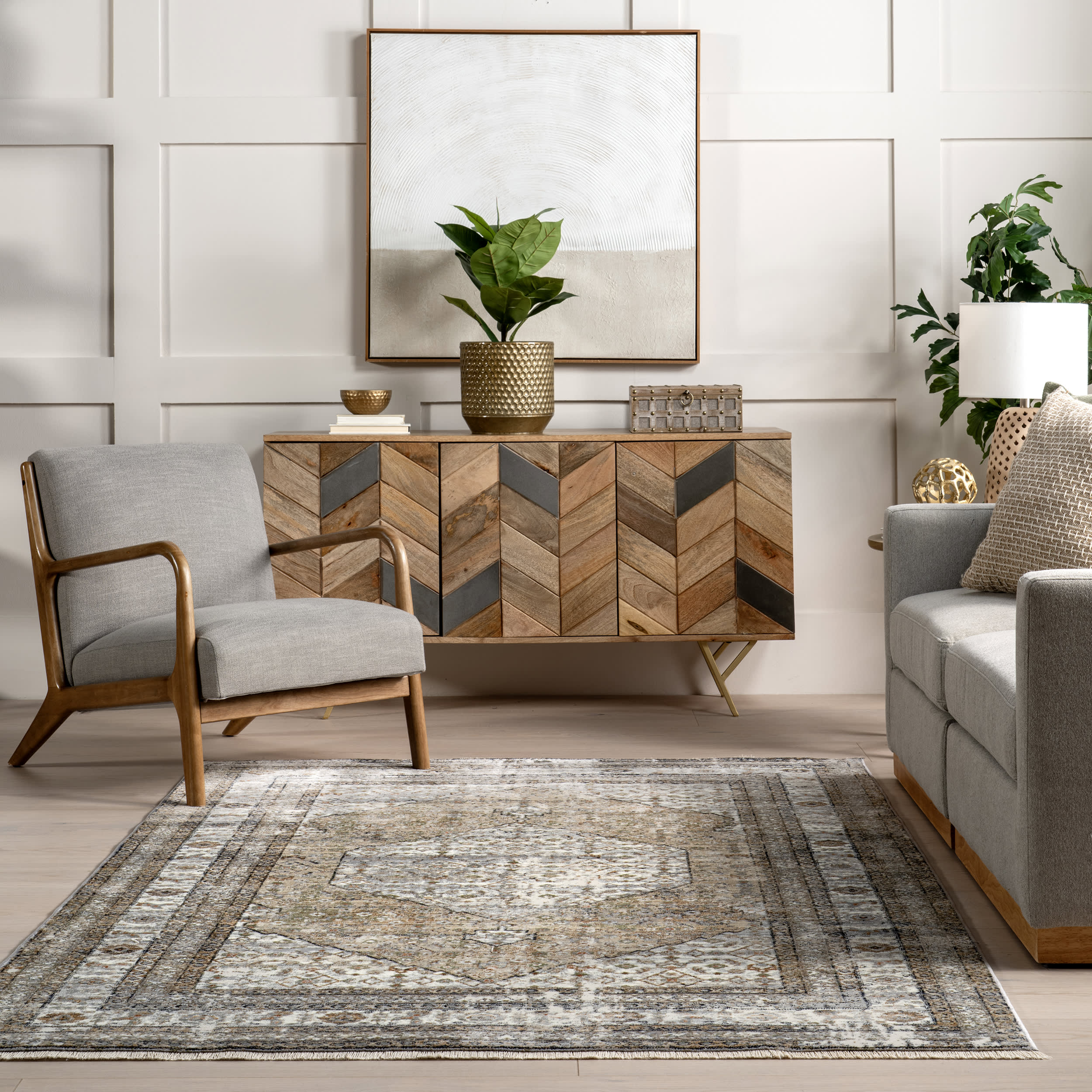 Vintage Medallion Fringe Rug | Light Brown - Image 4