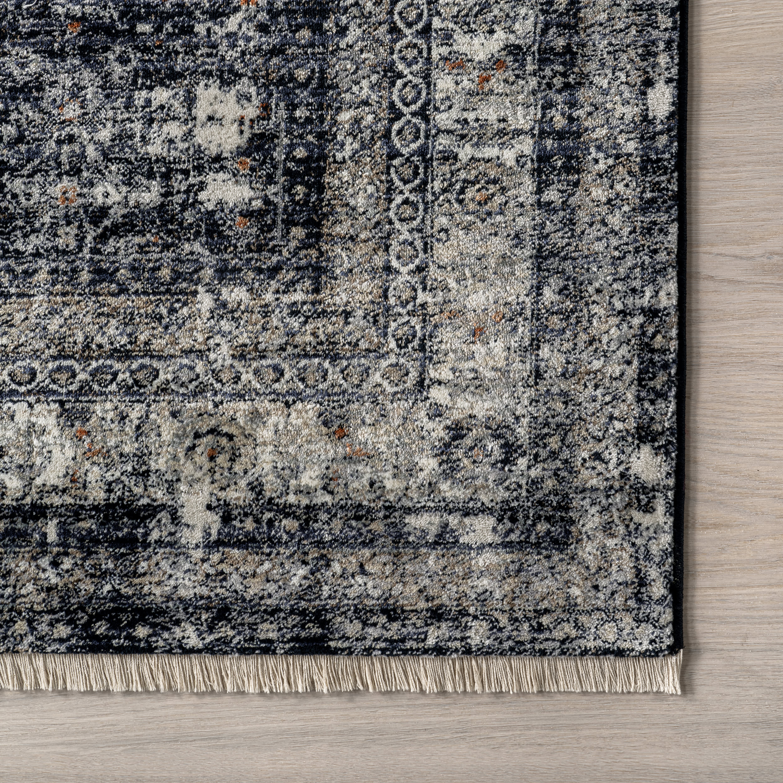 Vintage Medallion Fringe Rug | Navy - Image 3