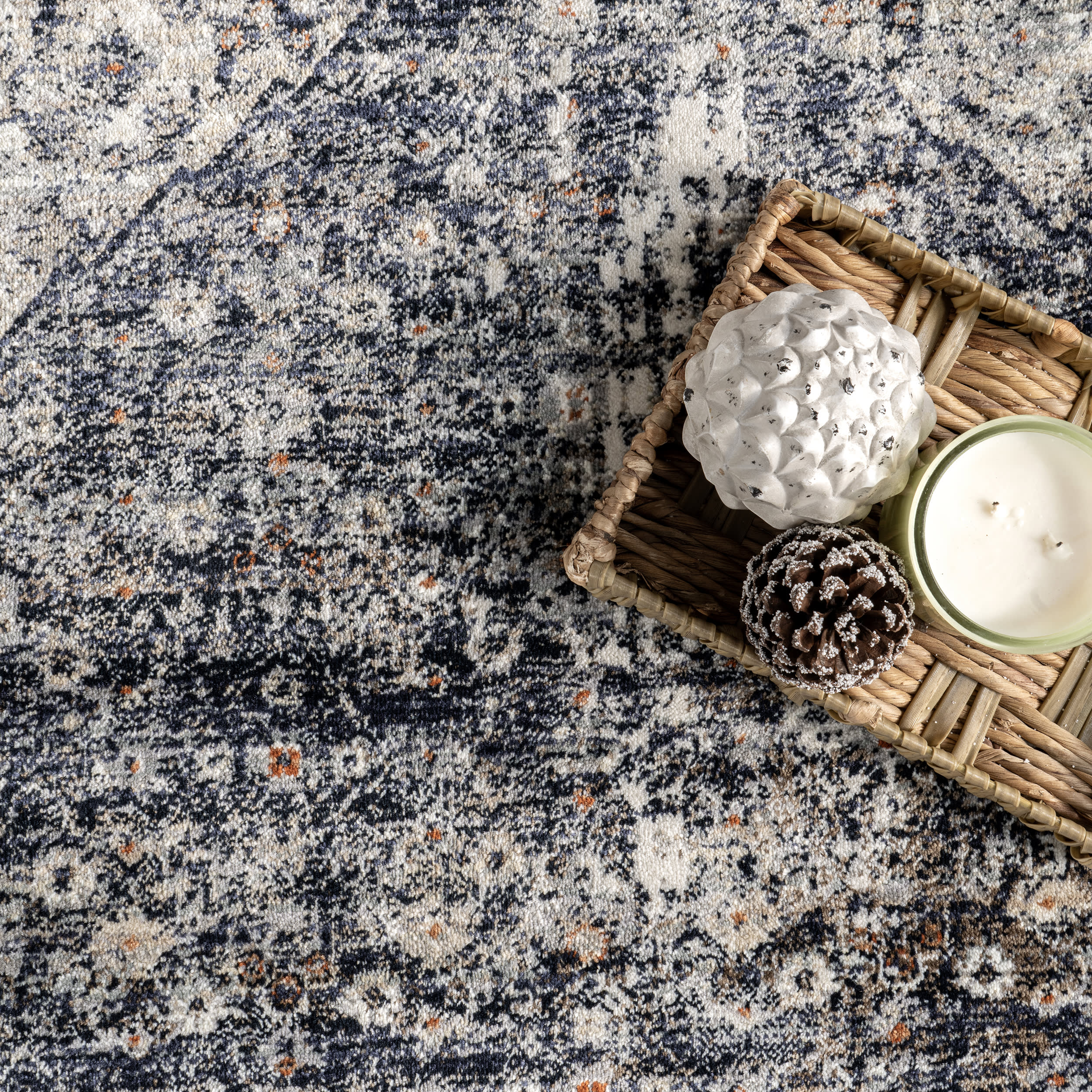Vintage Medallion Fringe Rug | Navy - Image 7