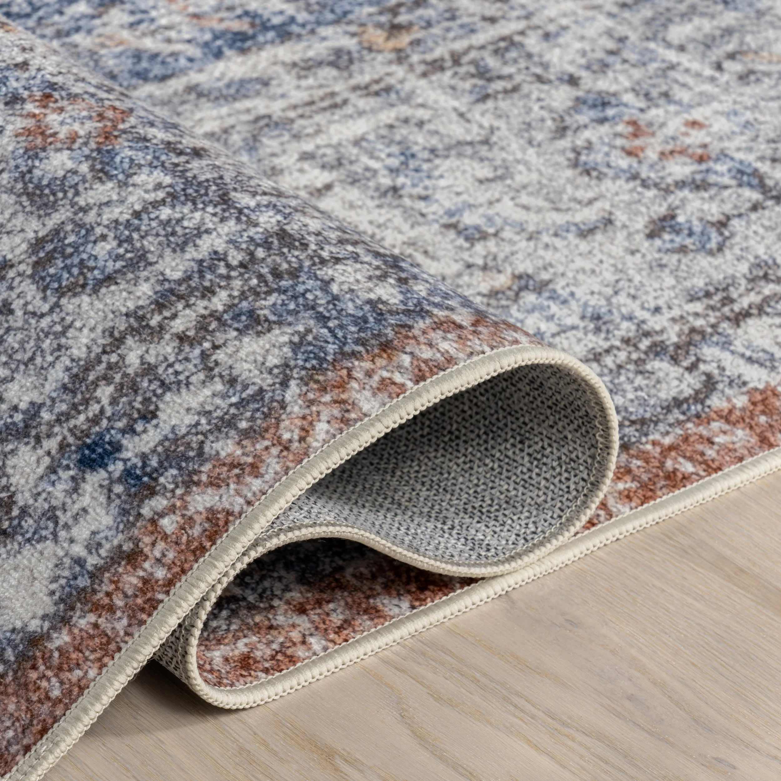Vintage Medallion Spill Proof Washable Rug | Peach - Image 8