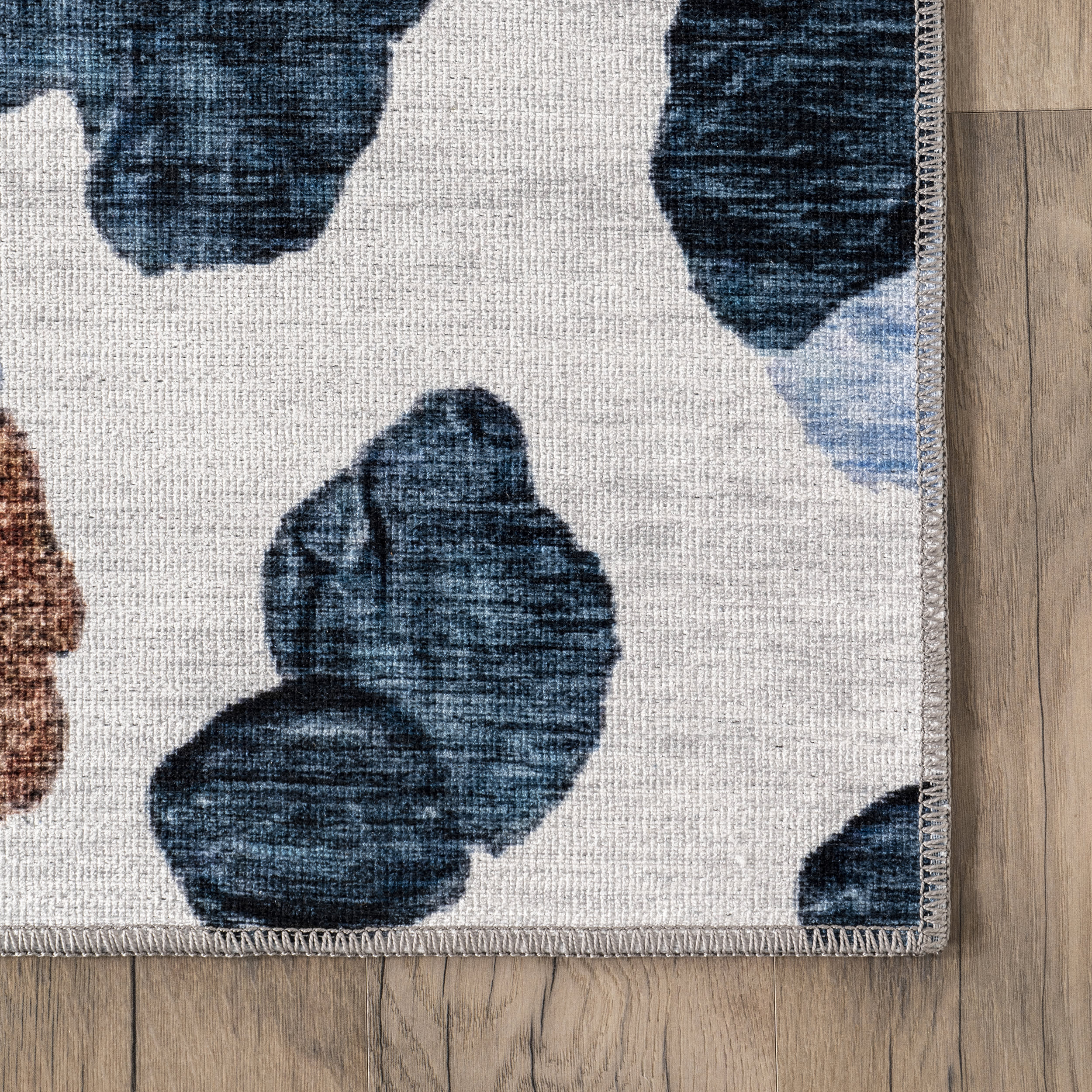 Viola Washable Brush Strokes Rug | Blue - Image 3