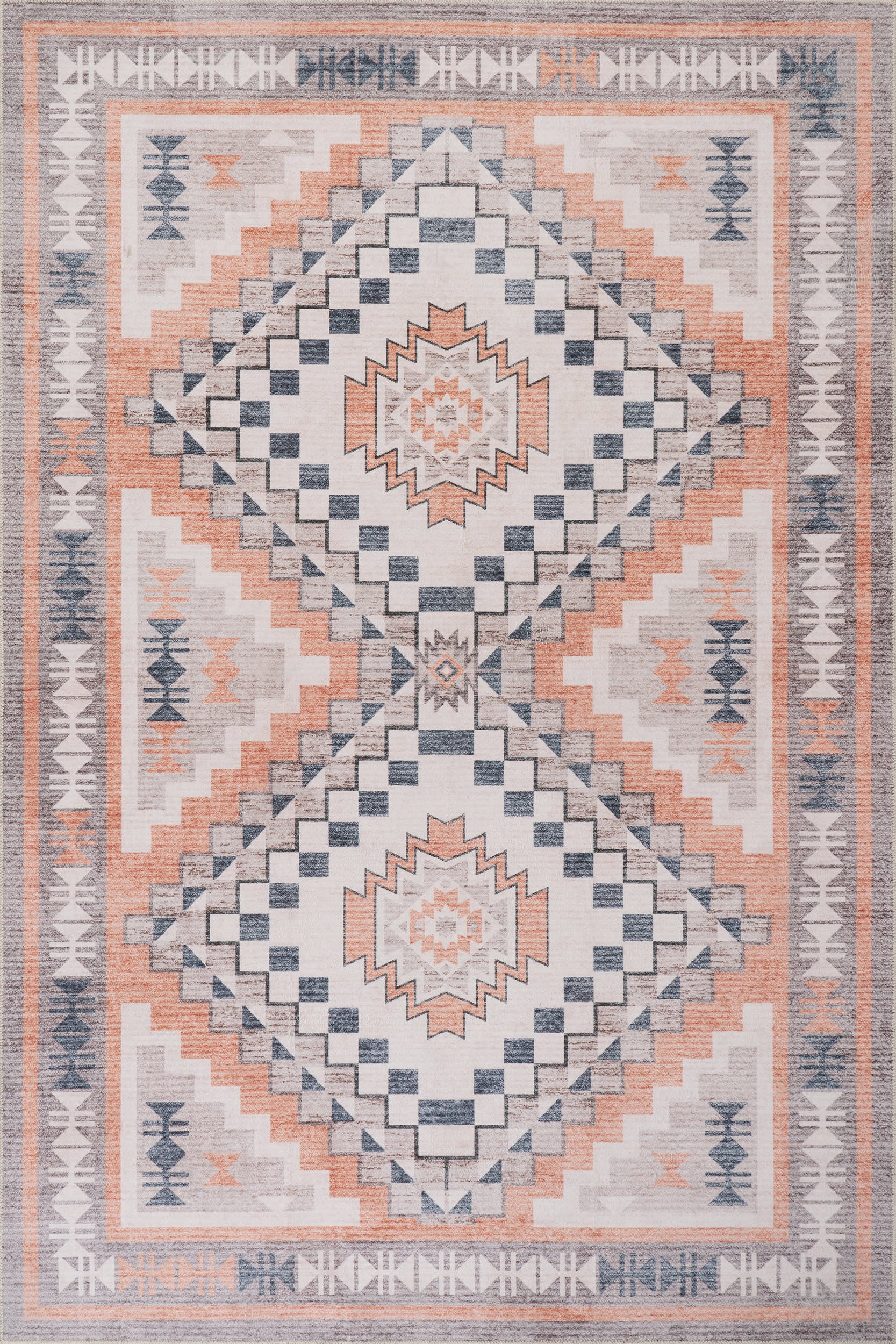 Violeta Timeless Medallion Spill Proof Washable Rug | Light Orange