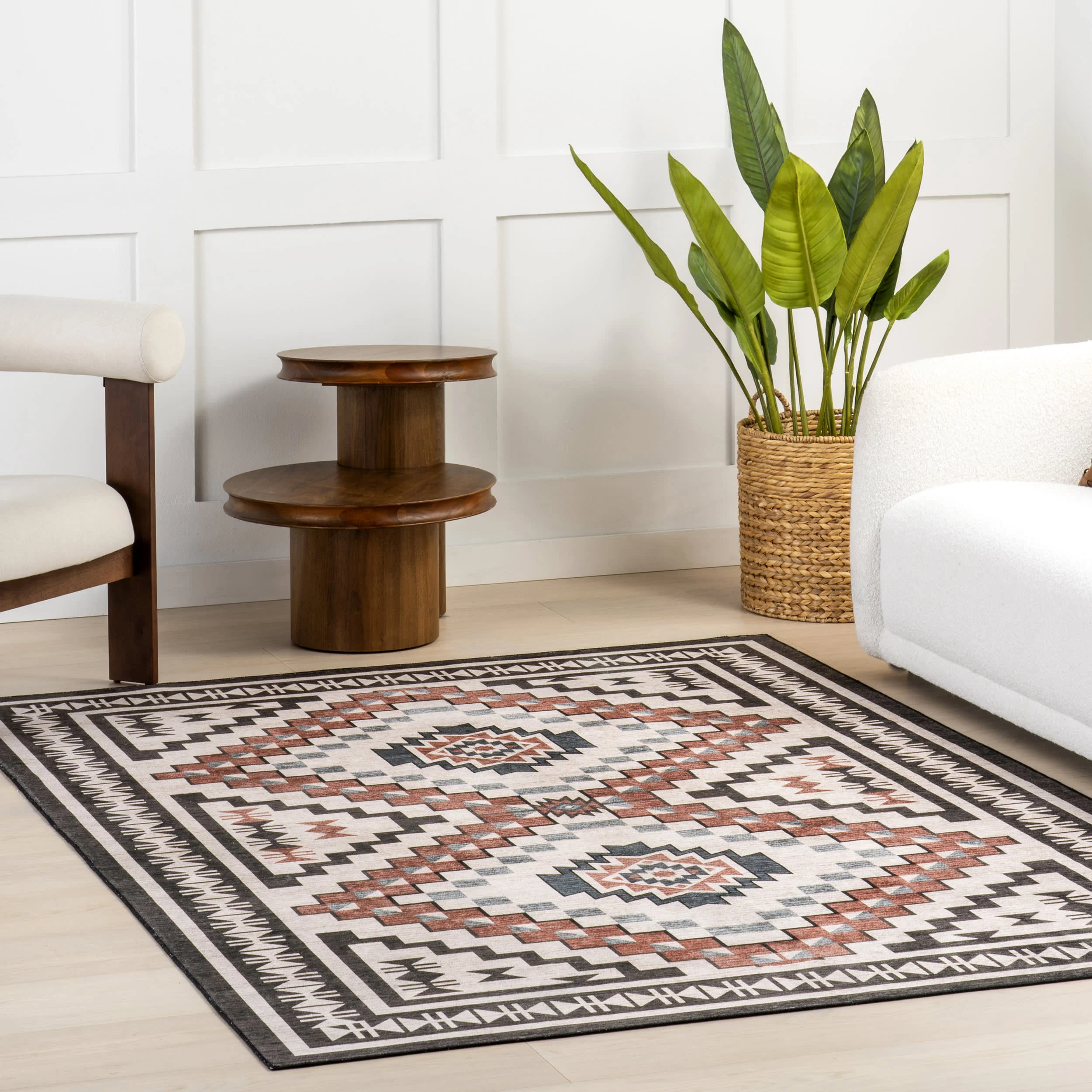 Violeta Timeless Medallion Washable Rug | Beige - Image 2