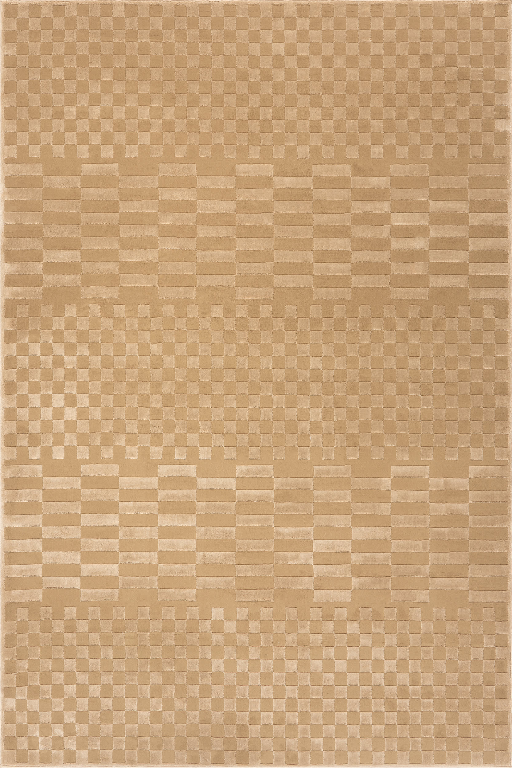 Vira Checkered Plush Textured Washable Rug | Sand