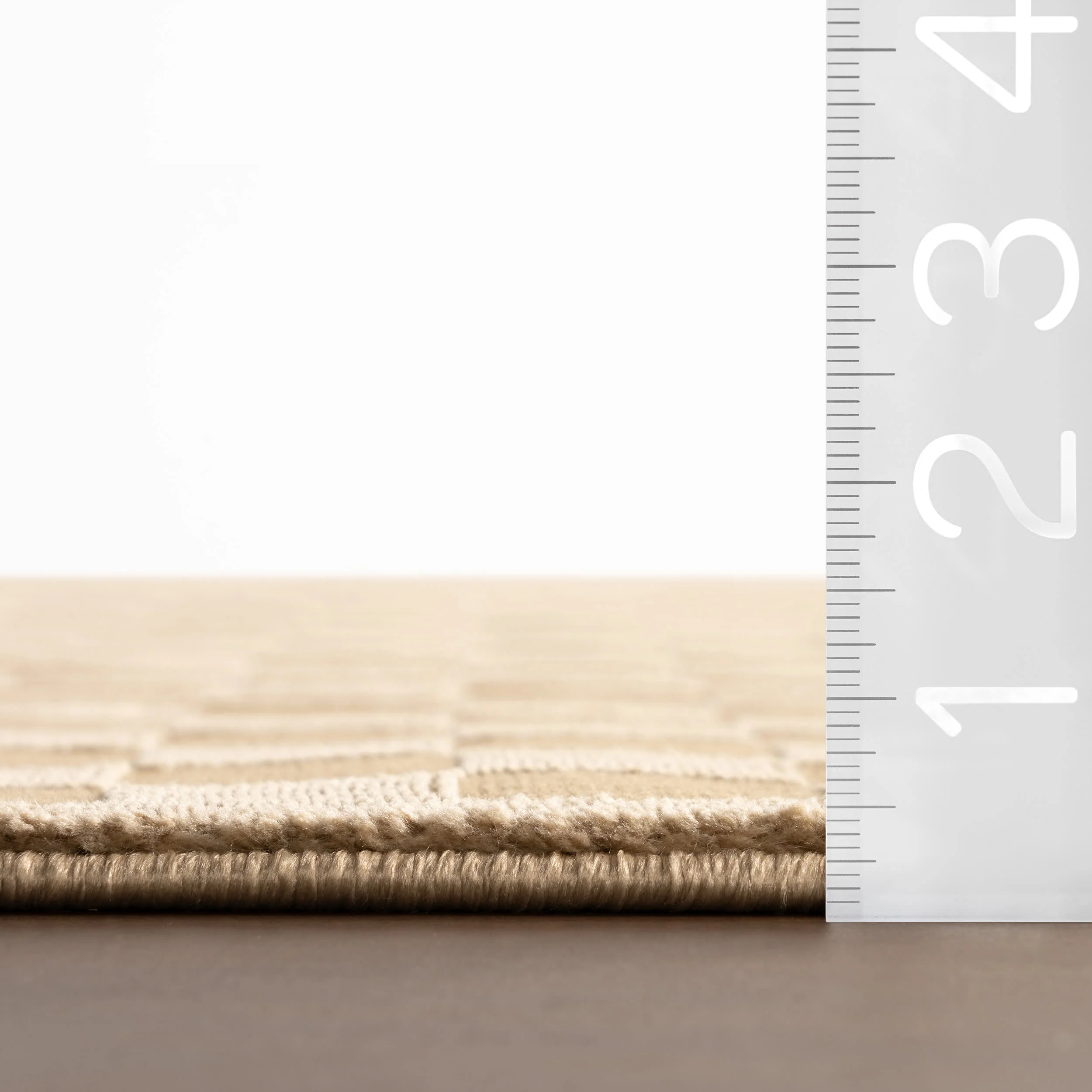 Vira Checkered Plush Textured Washable Rug | Sand - Image 5
