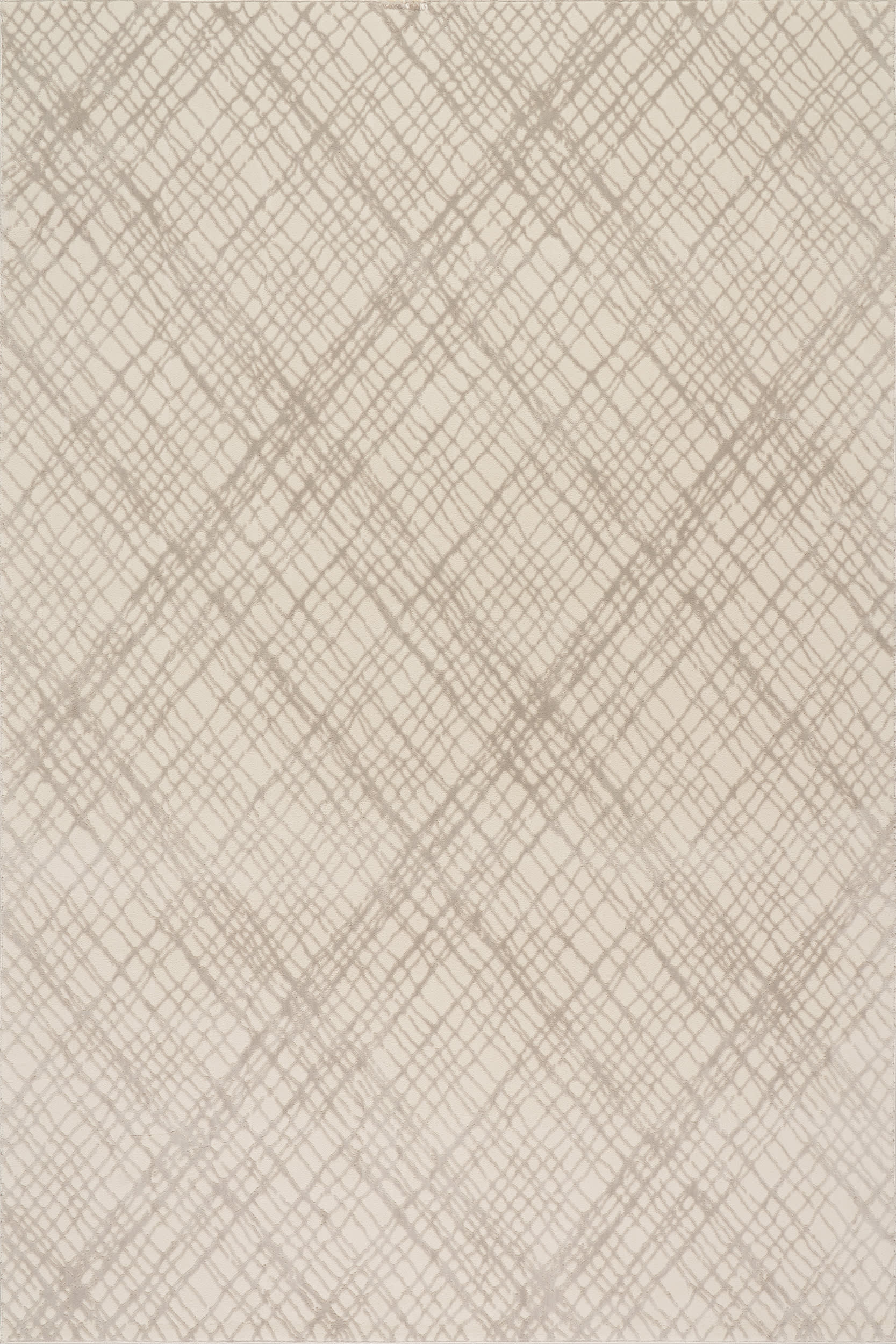 Virelle Plaid Plush Textured Washable Rug | Cream/Grey