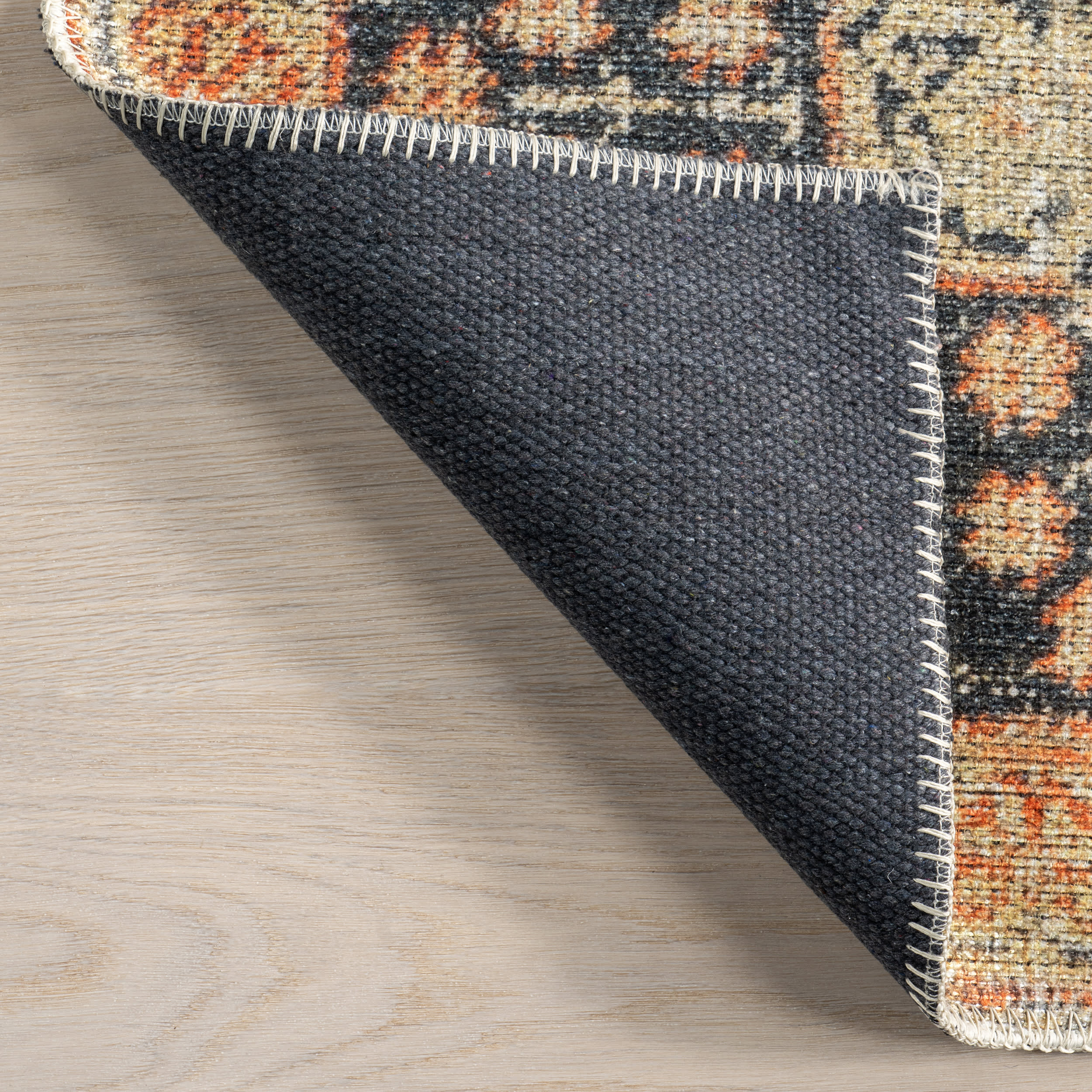 Washable Floral Medallion Rug | Orange - Image 6