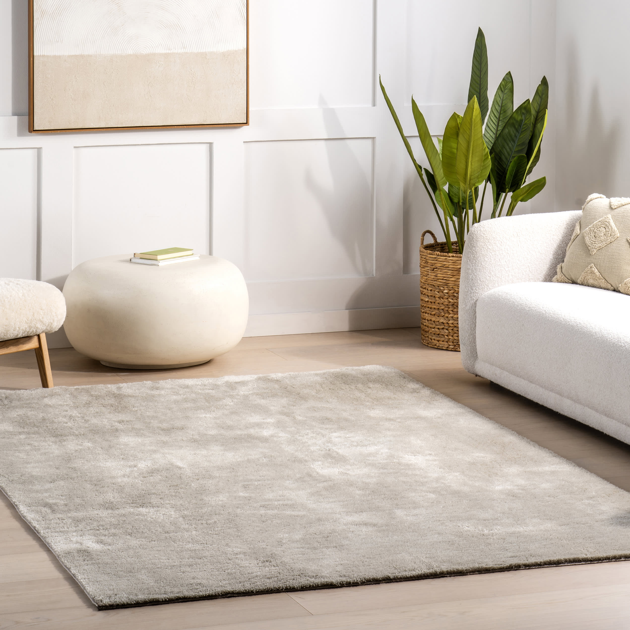 Washable Solid Shag Rug | Beige - Image 2