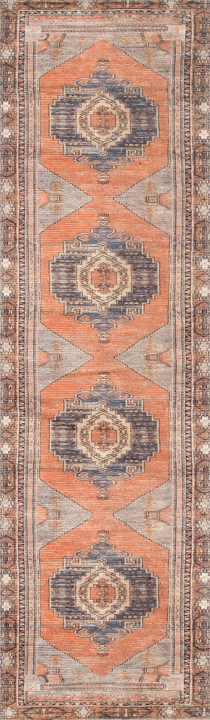 Washable Southwestern Medallion Rug | Orange