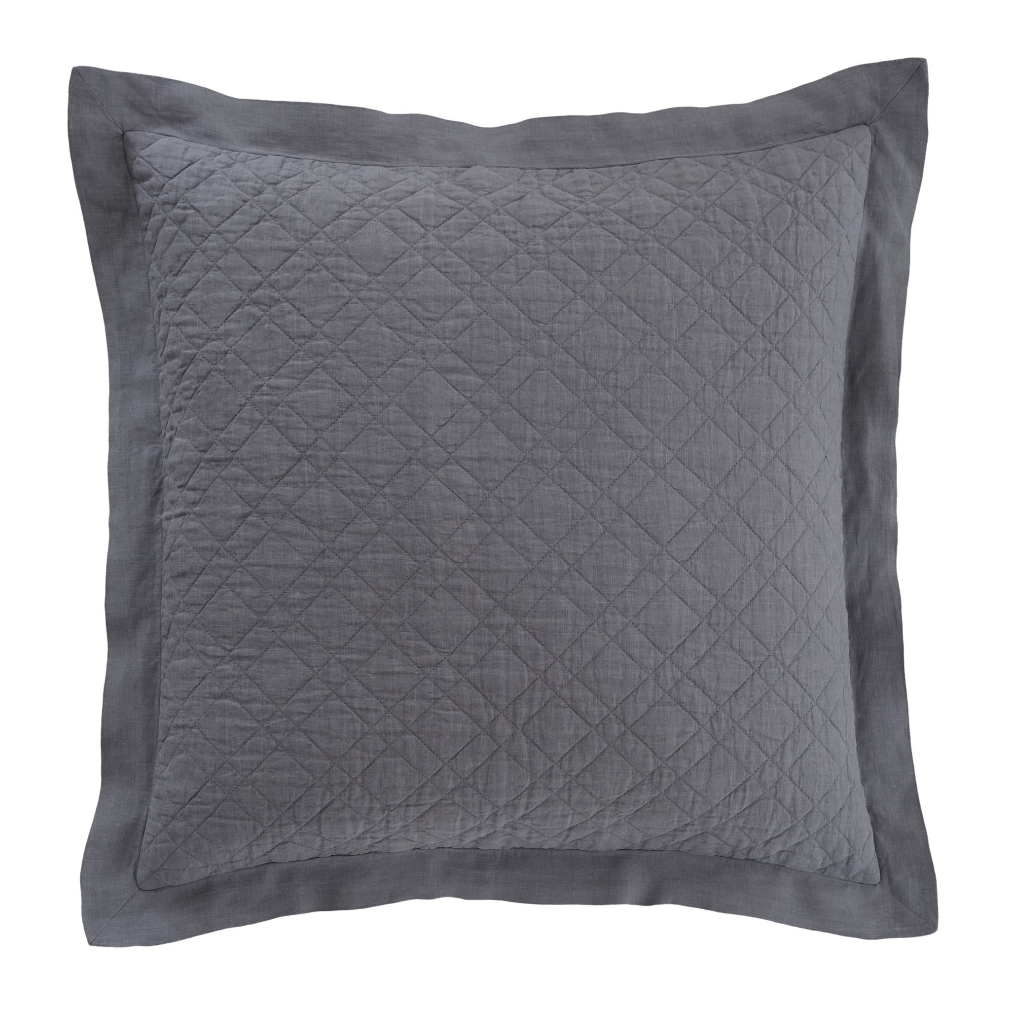 Washed Linen Quilted Sham | Grey