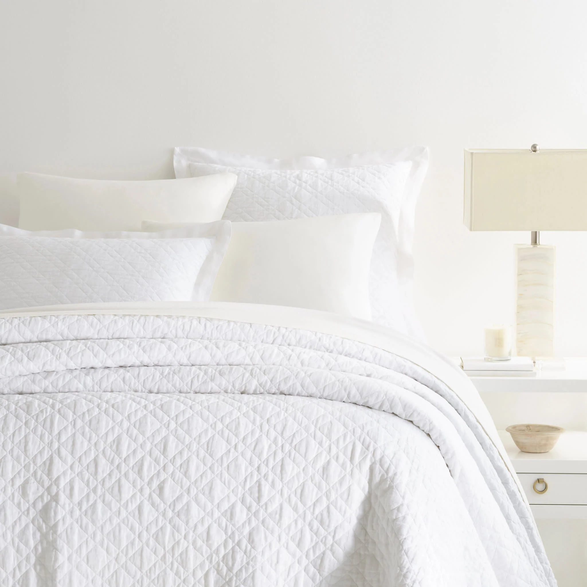 Washed Linen Quilt | White