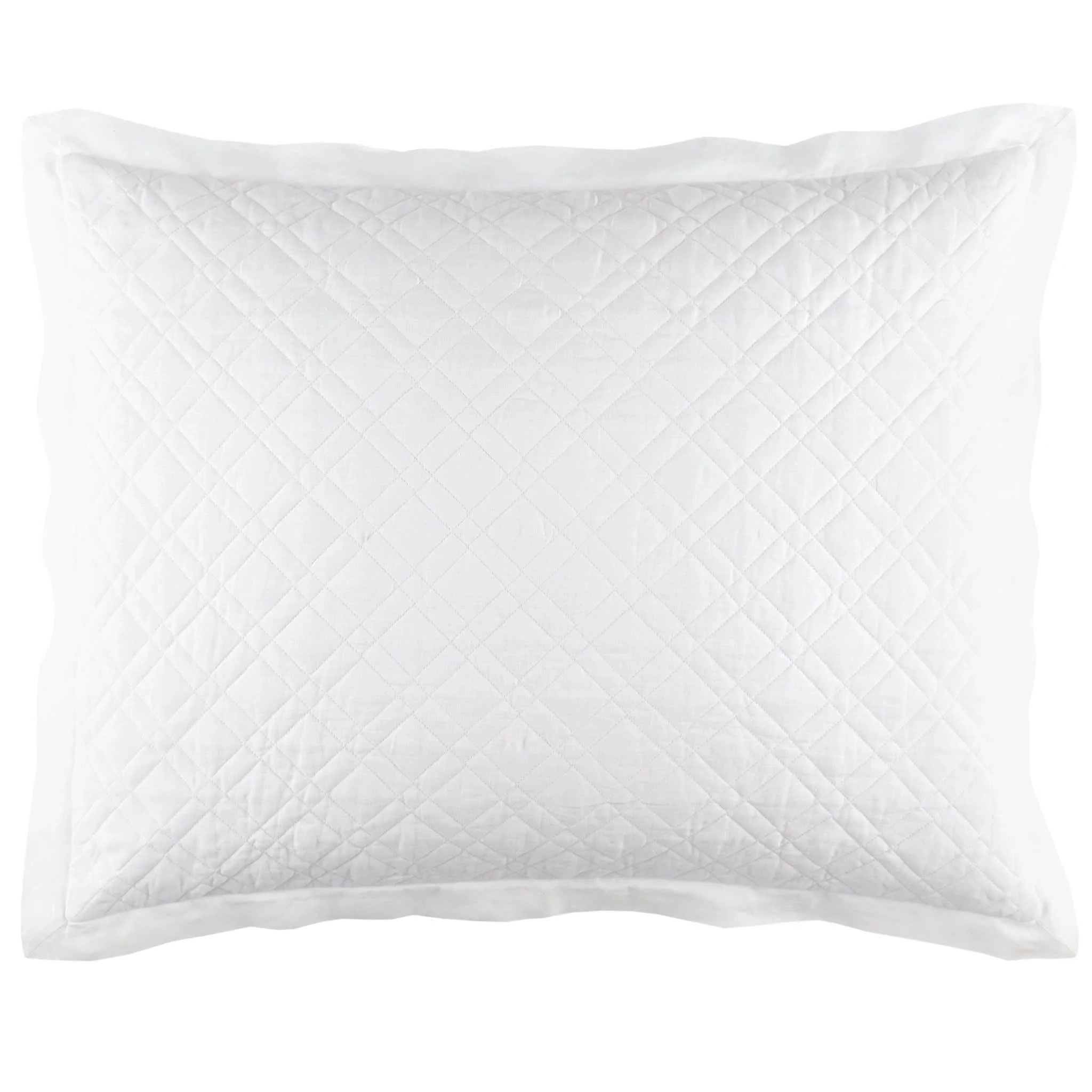 Washed Linen Quilted Sham | White