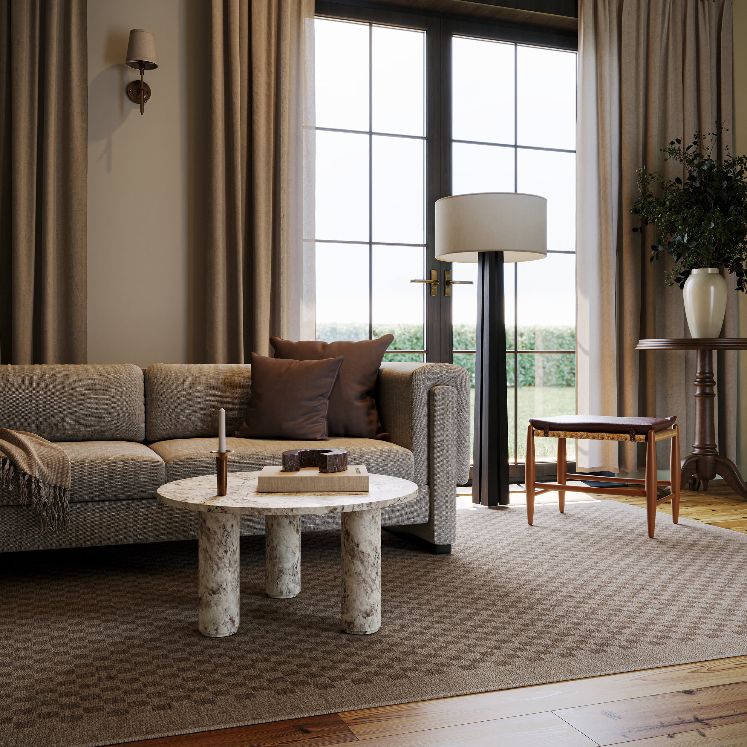 Watts Checkered Washable Rug by Nate Berkus | Brown - Image 2