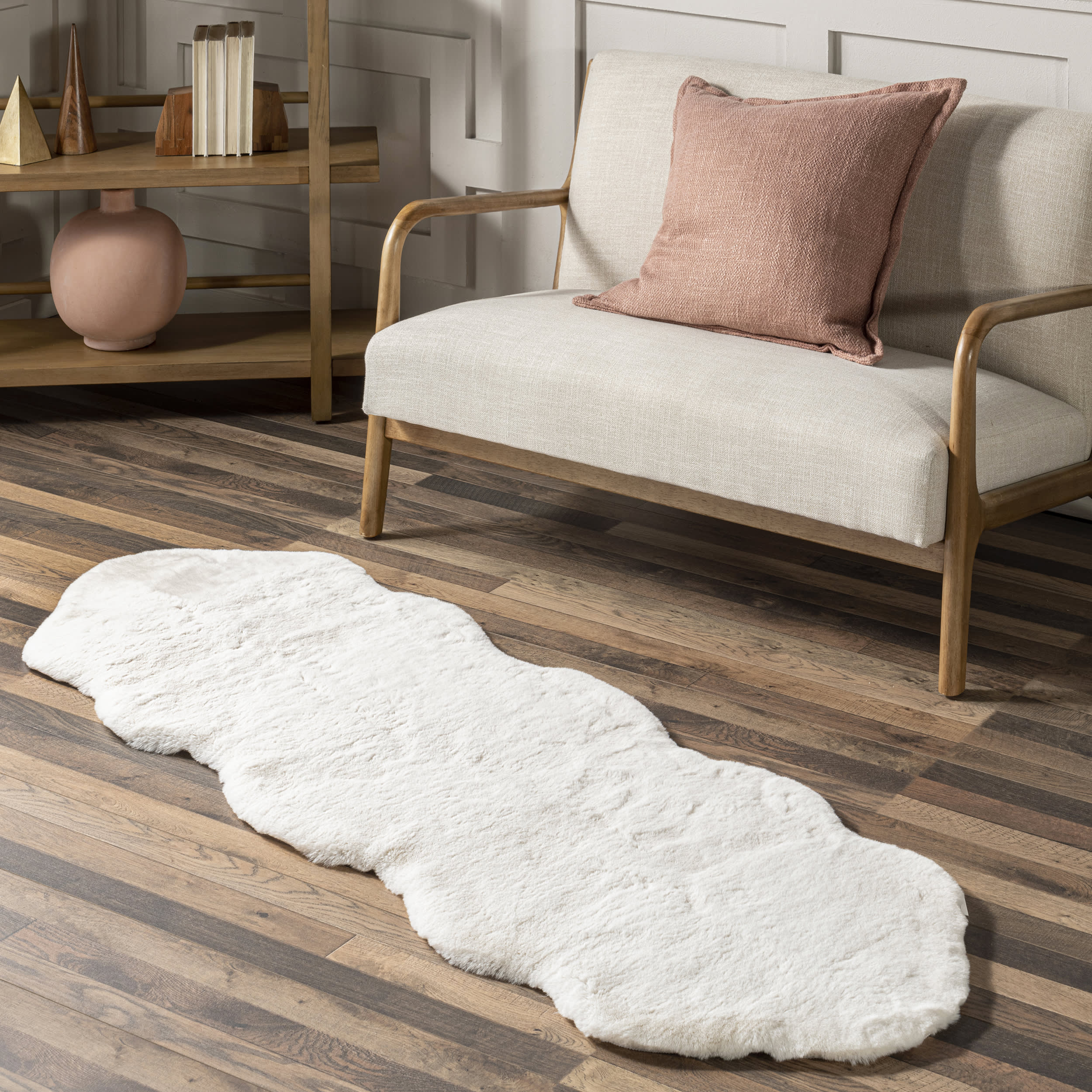 Waverly Double Faux Sheepskin Pelt Plush Cloud Washable Rug | Off White - Image 2