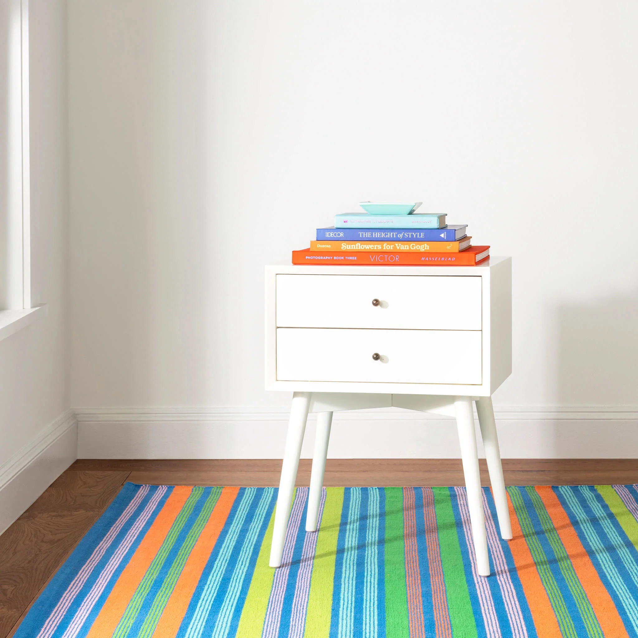 Wavy Stripe Handwoven Cotton Rug | Multi - Image 2