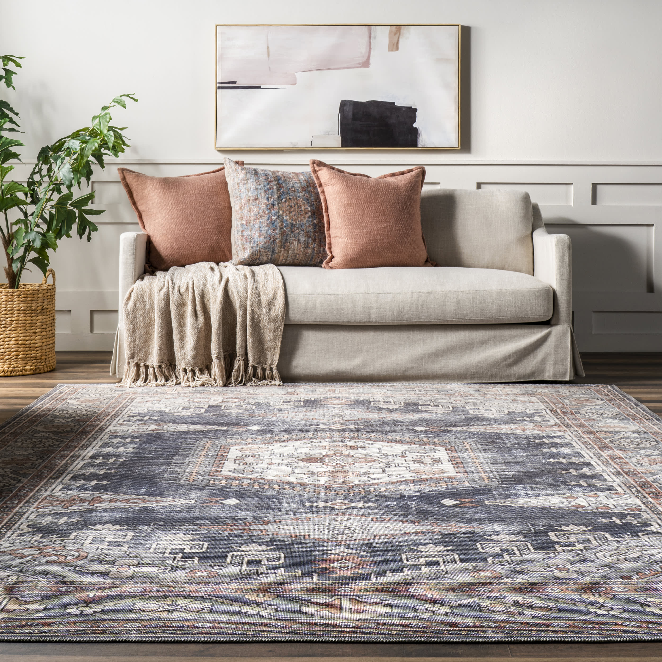 Wenonah Classic Medallion Washable Rug | Blue - Image 4