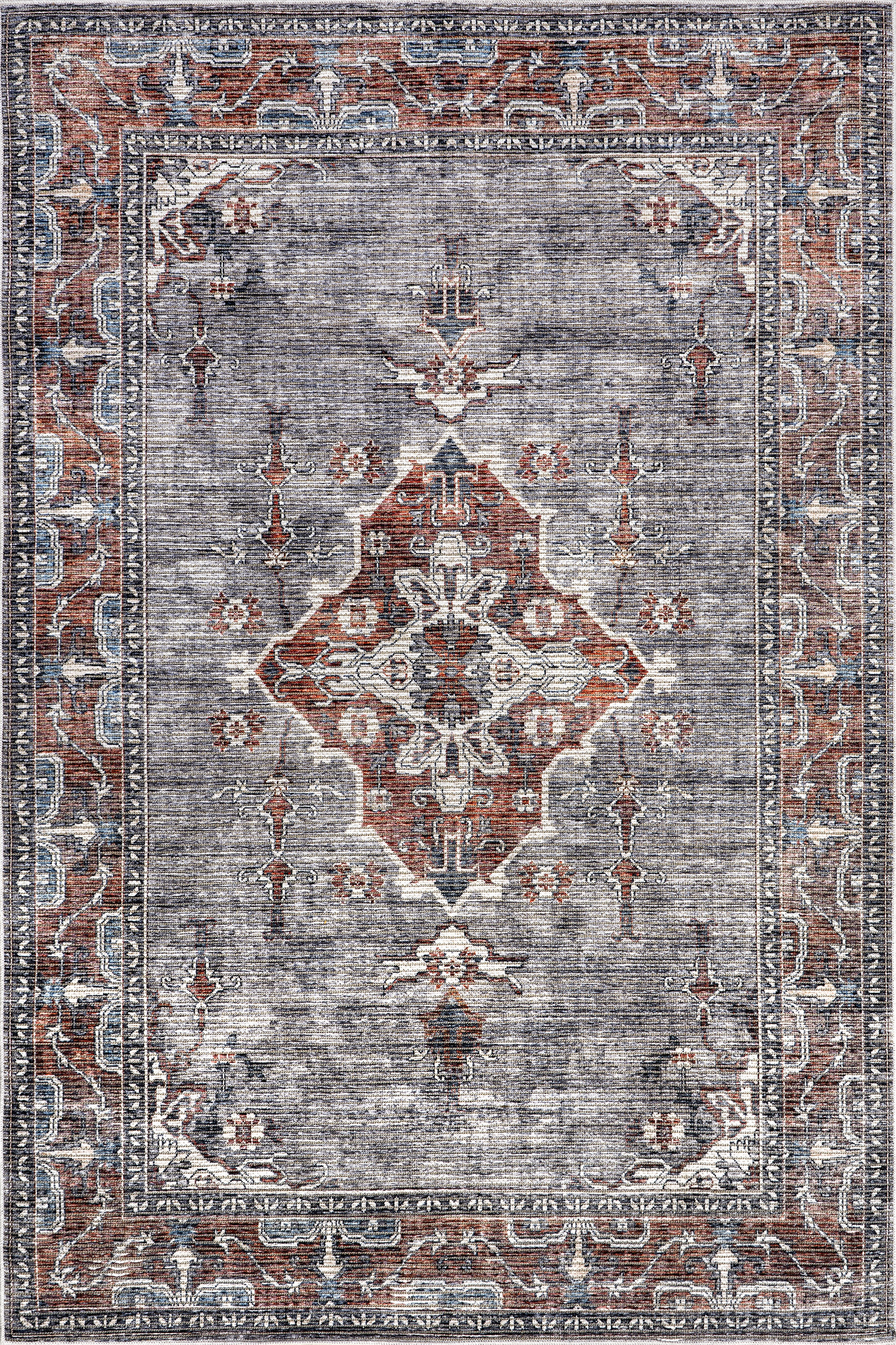 Wild Orchid Washable Rug | Grey