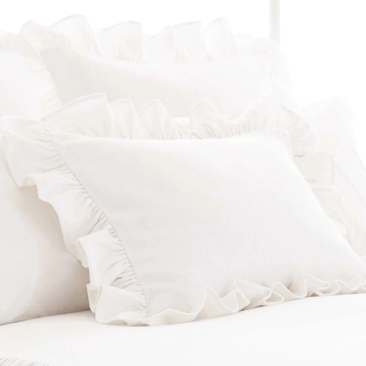 Wilton Ruffle Sham | White