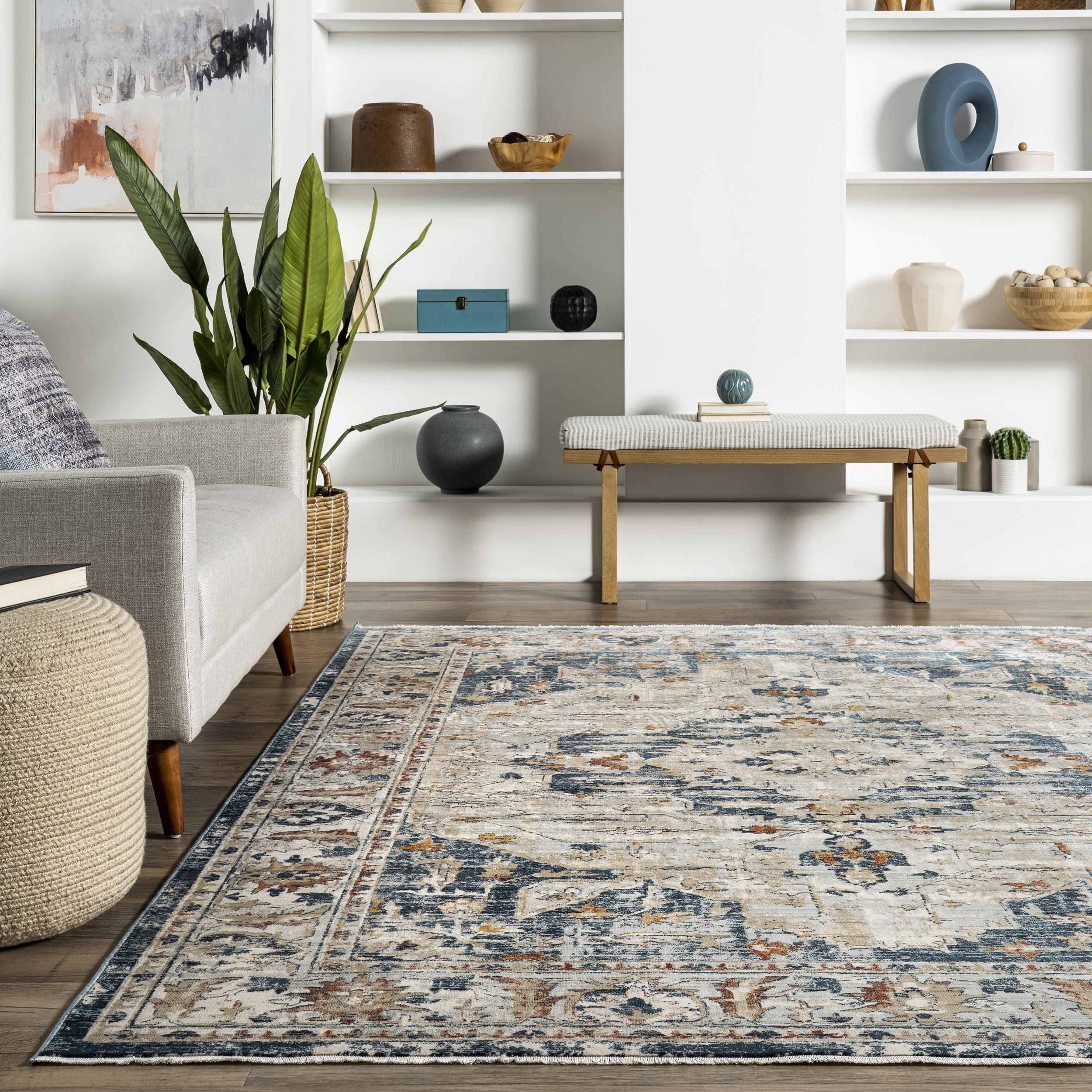 Winged Cartouche Rug | Grey - Image 4