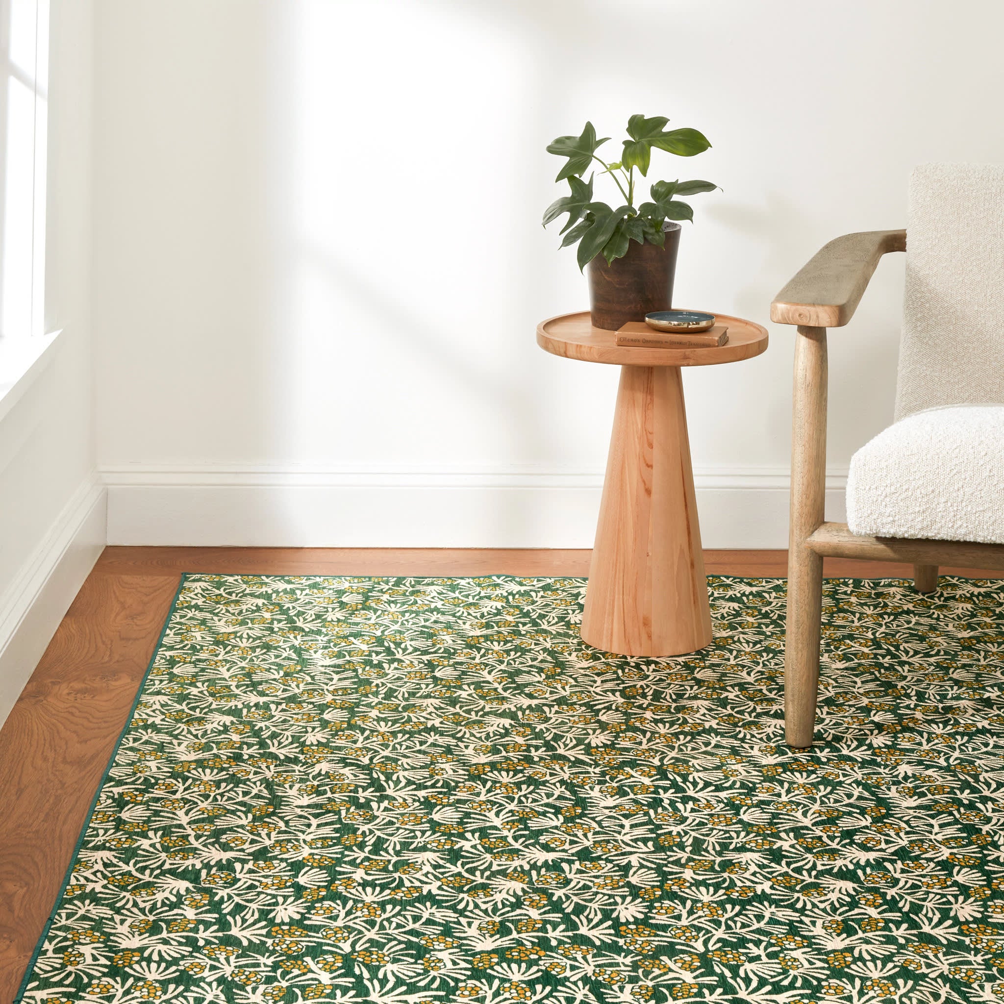 Winter Pinecones Machine Washable Rug | Green - Image 5