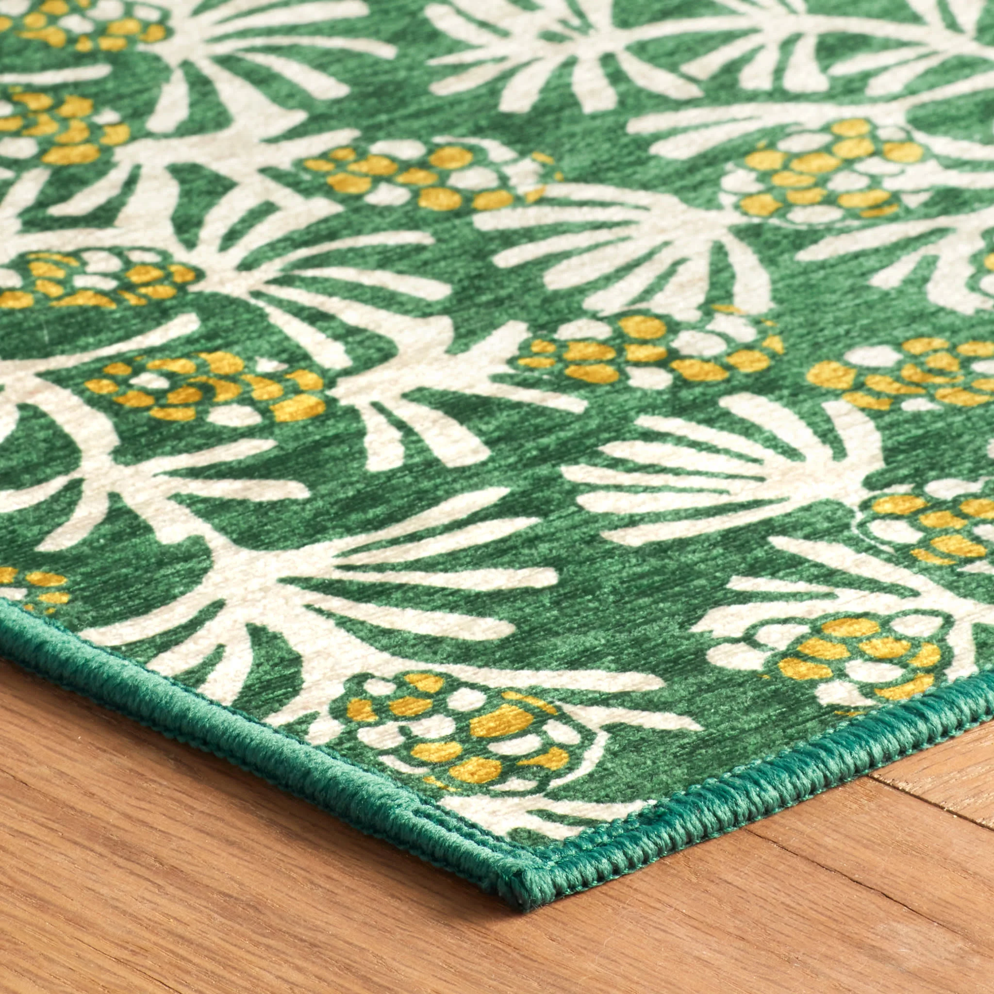 Winter Pinecones Machine Washable Rug | Green - Image 8