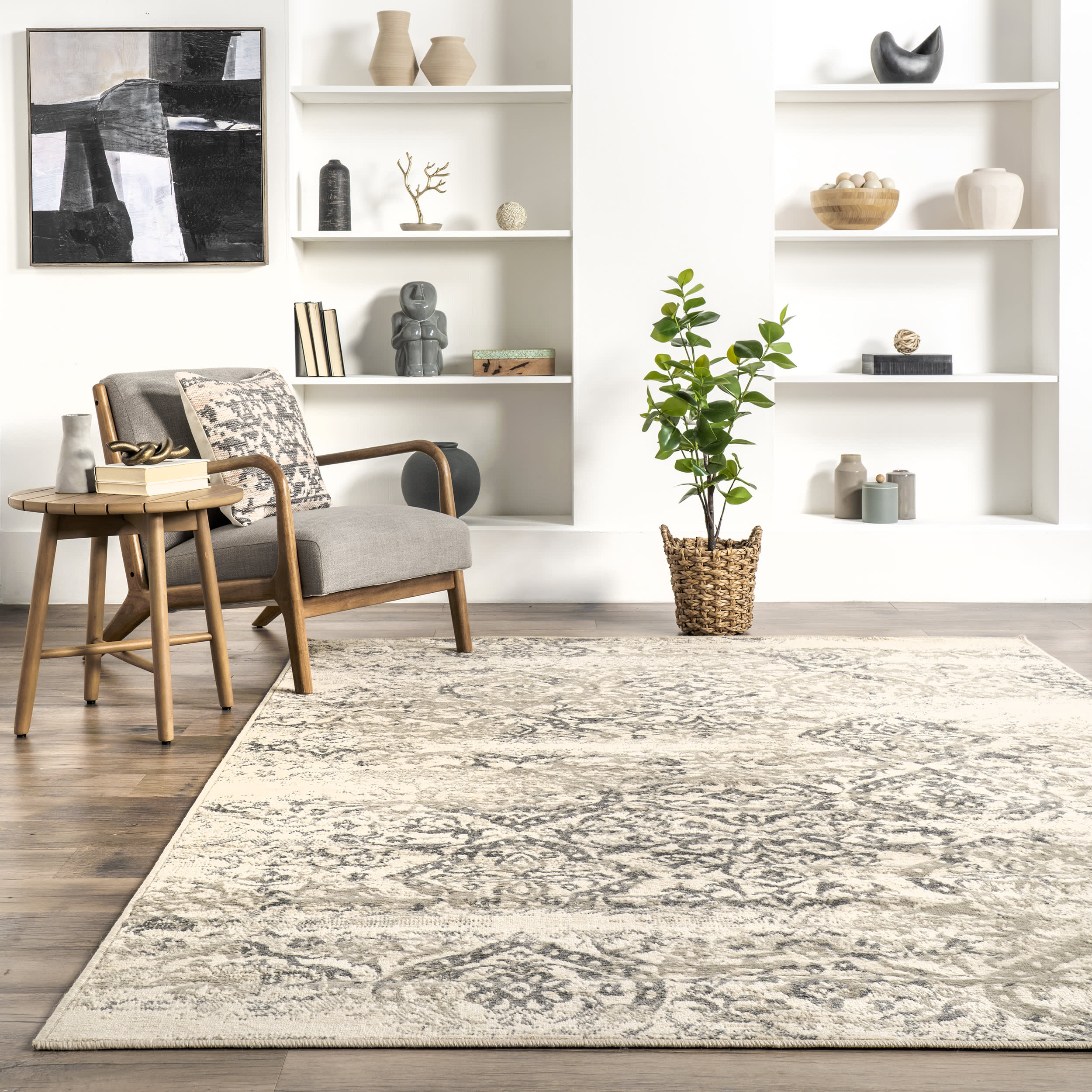 Withered Floral Rug | Grey - Image 4