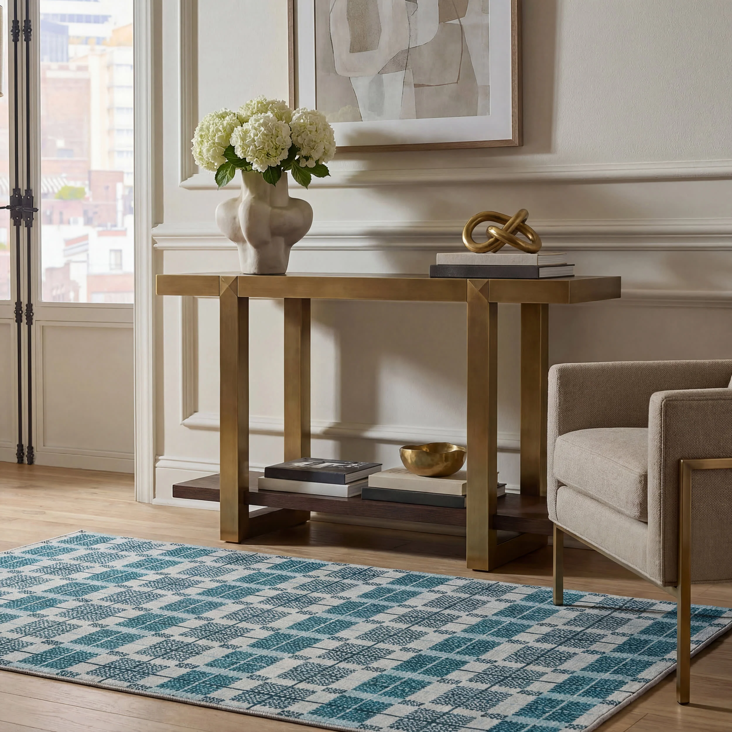 Woven Check Washable Rug by Society6 | Blue - Image 10