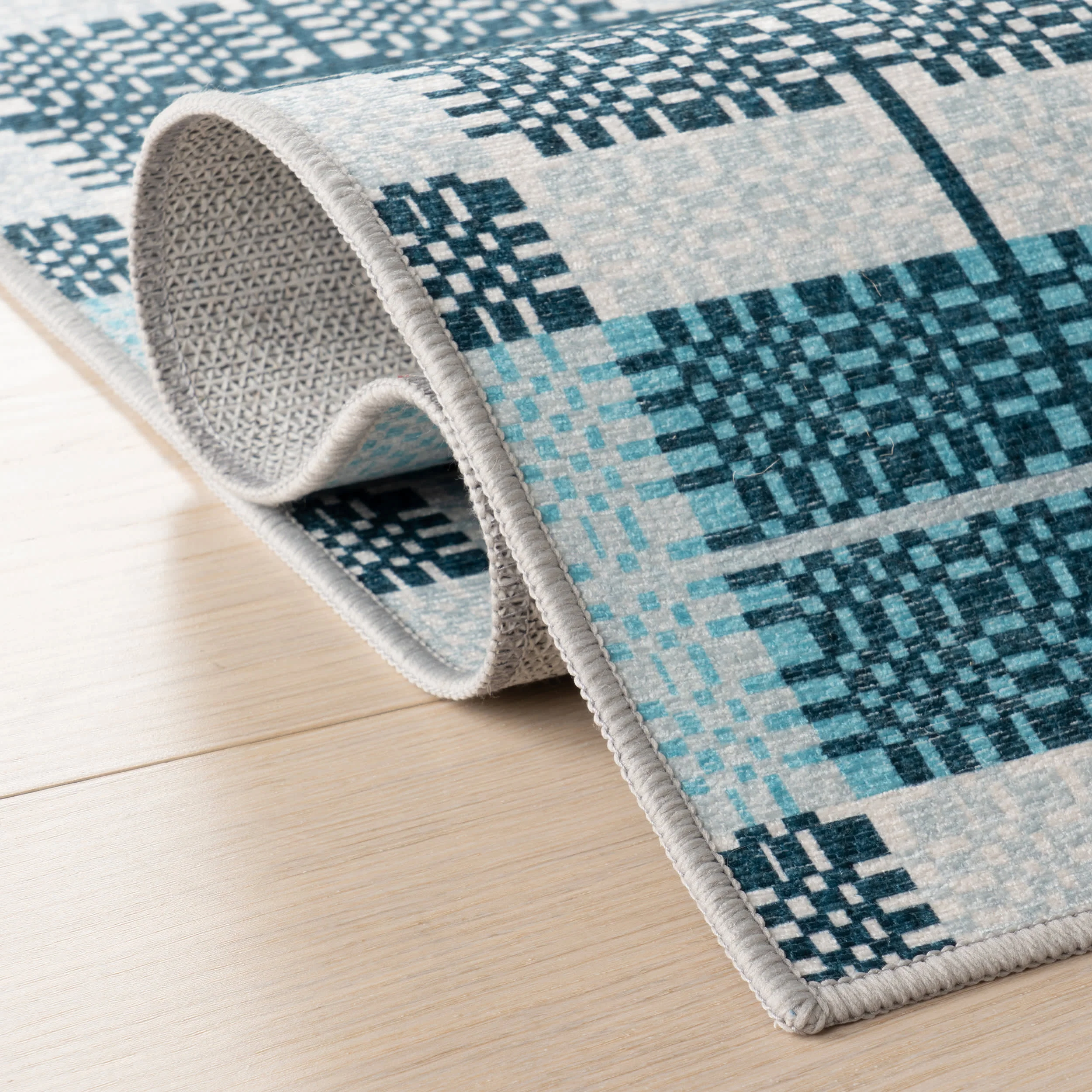 Woven Check Washable Rug by Society6 | Blue - Image 11
