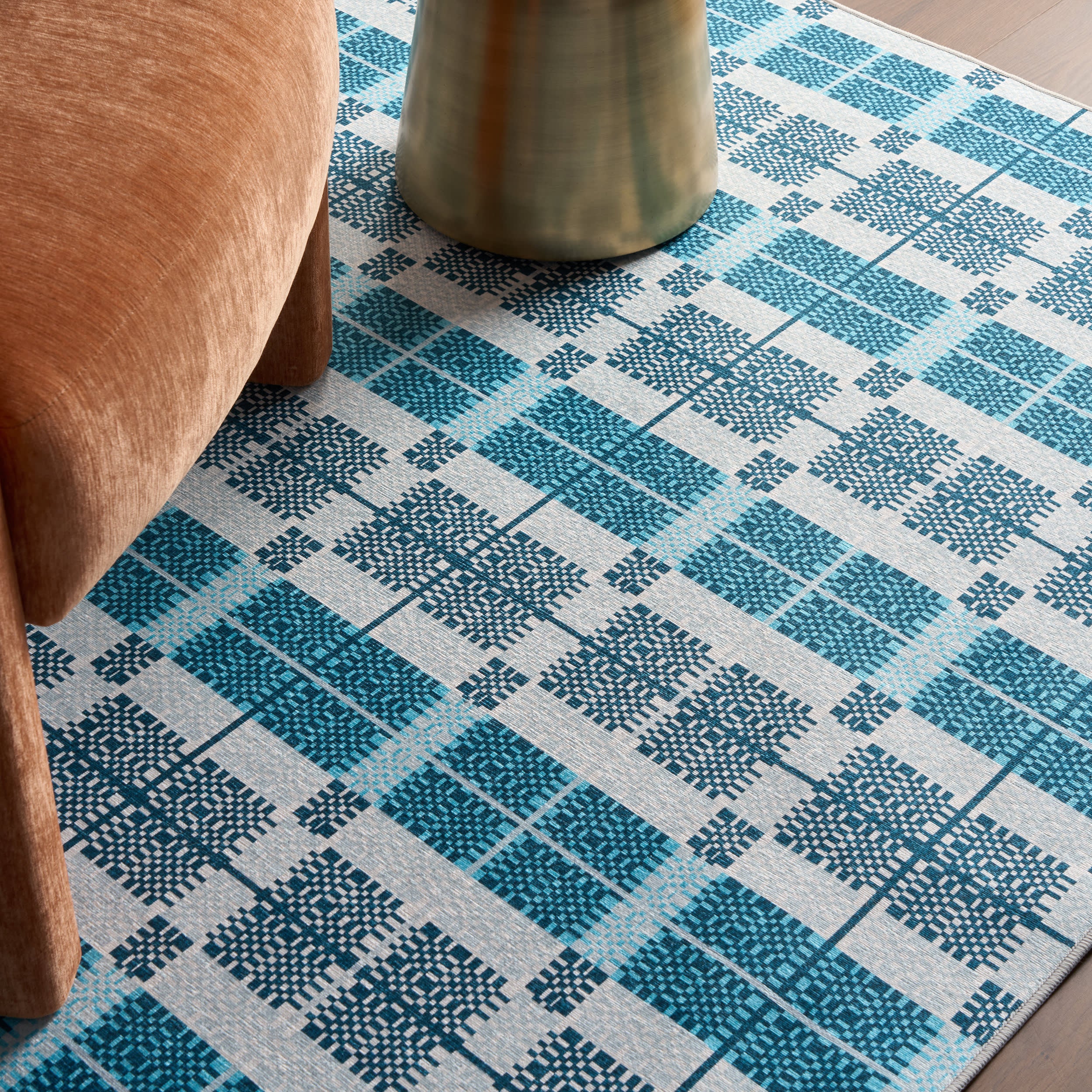 Woven Check Washable Rug by Society6 | Blue - Image 5
