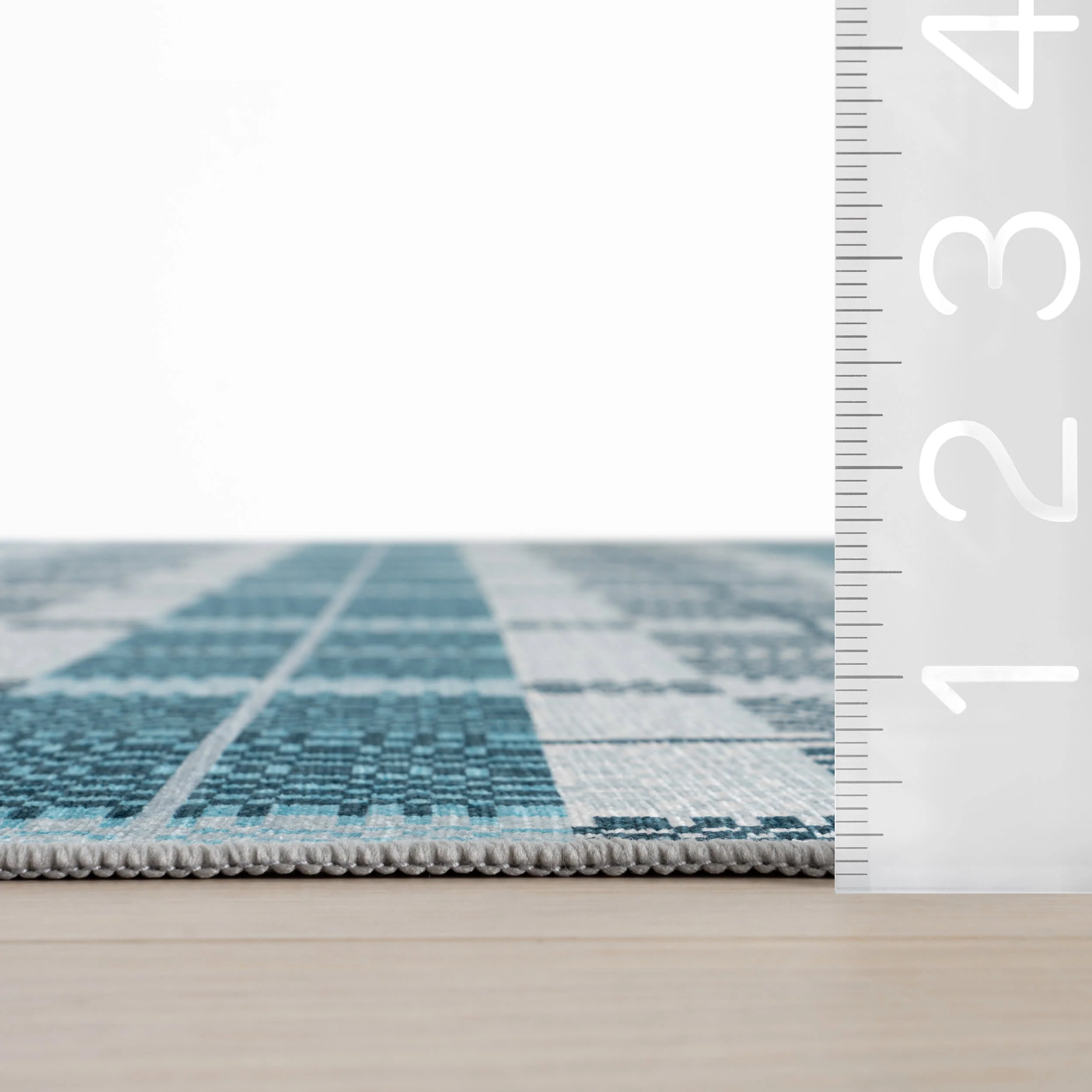 Woven Check Washable Rug by Society6 | Blue - Image 6