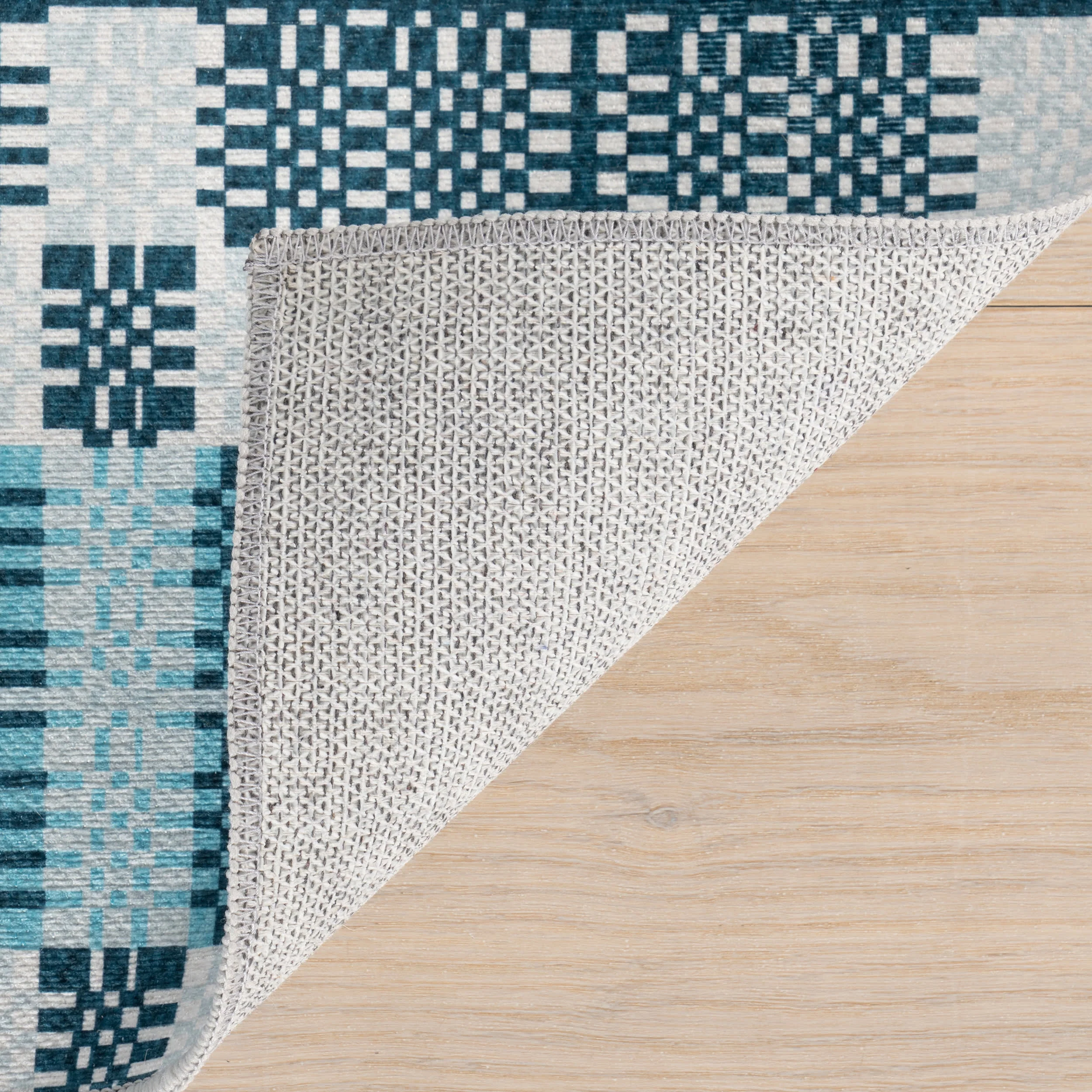 Woven Check Washable Rug by Society6 | Blue - Image 8