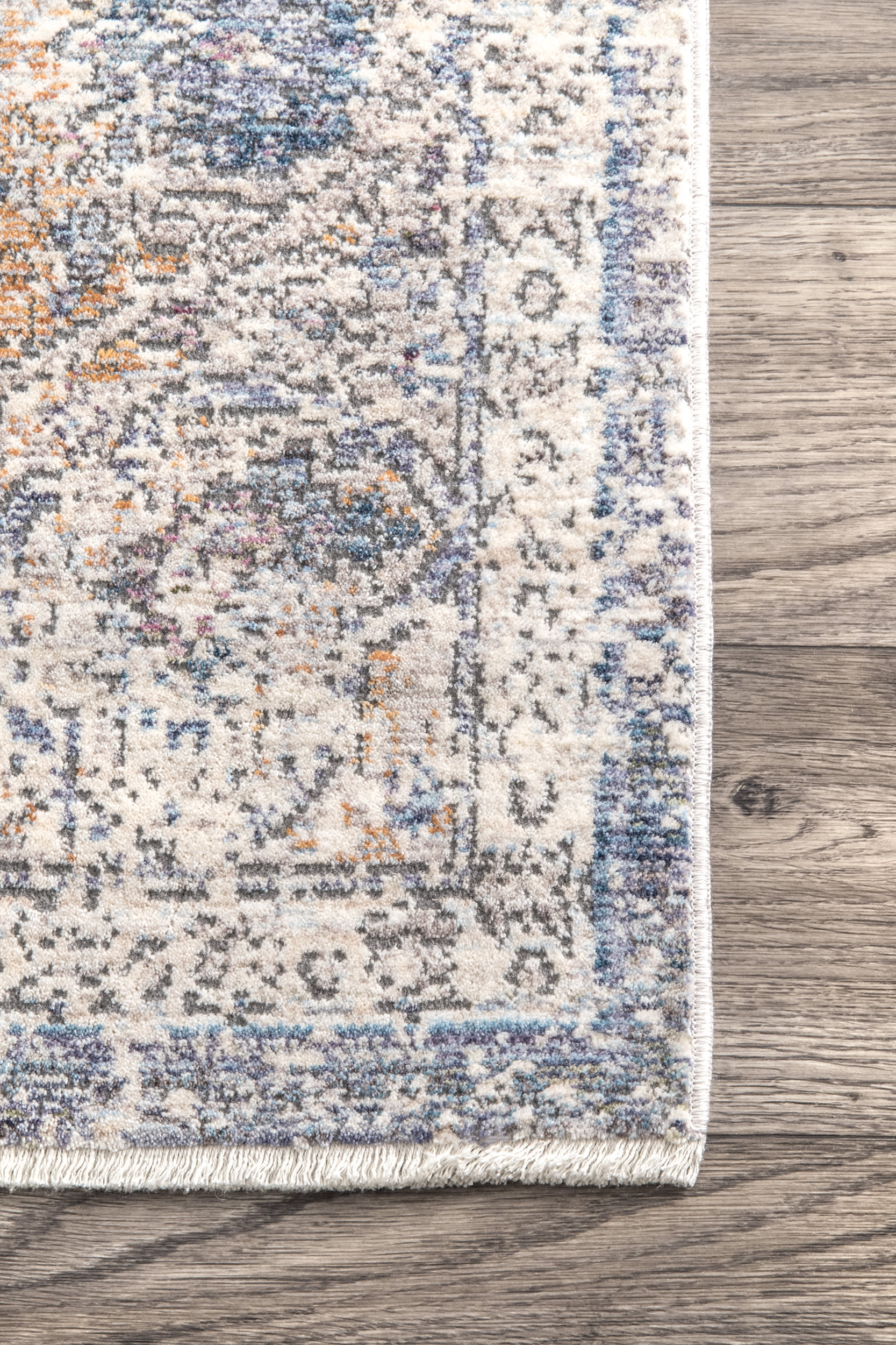 Wreath Medallion Fringe Rug | Blue - Image 3