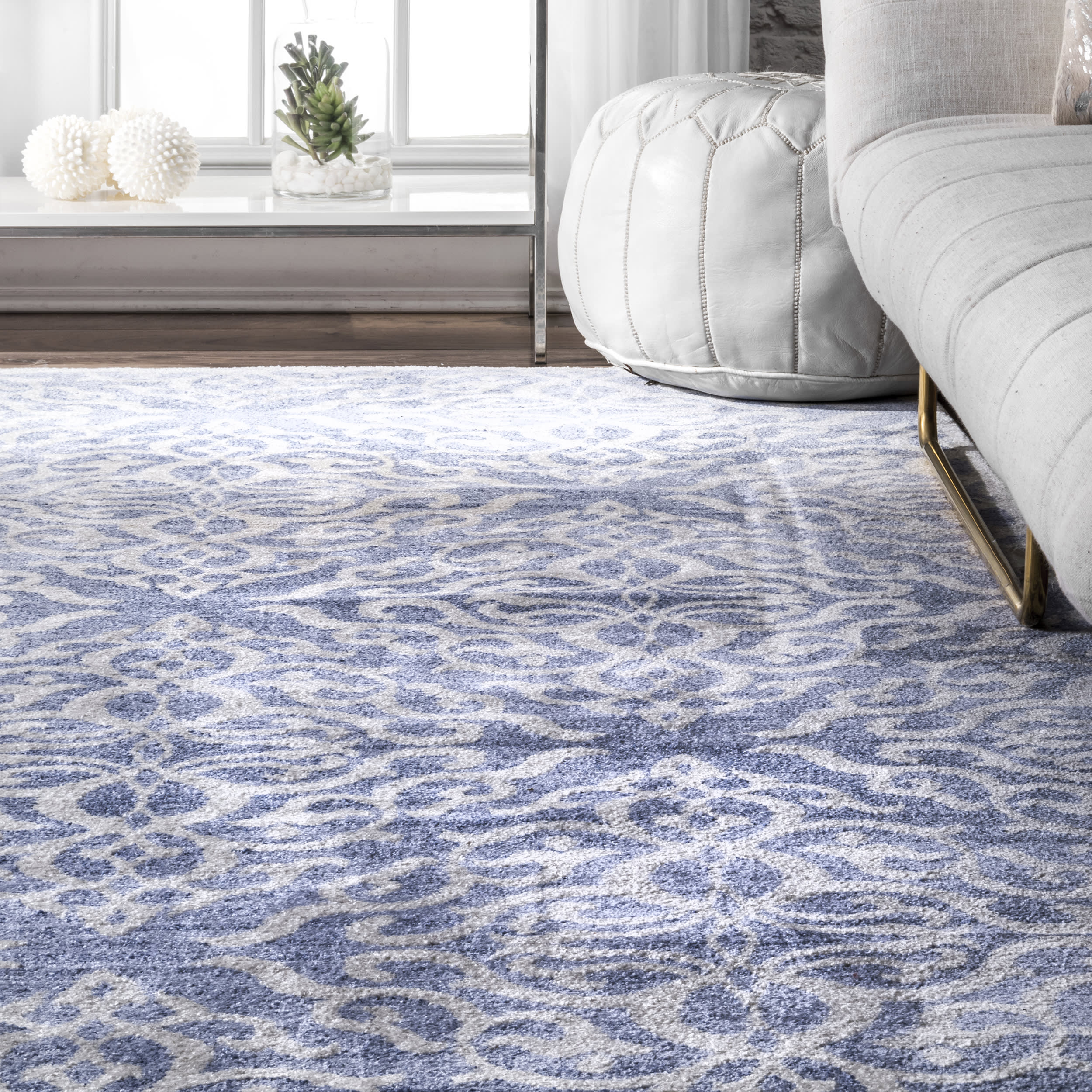 Wrought Iron Trellis Rug | Blue - Image 3