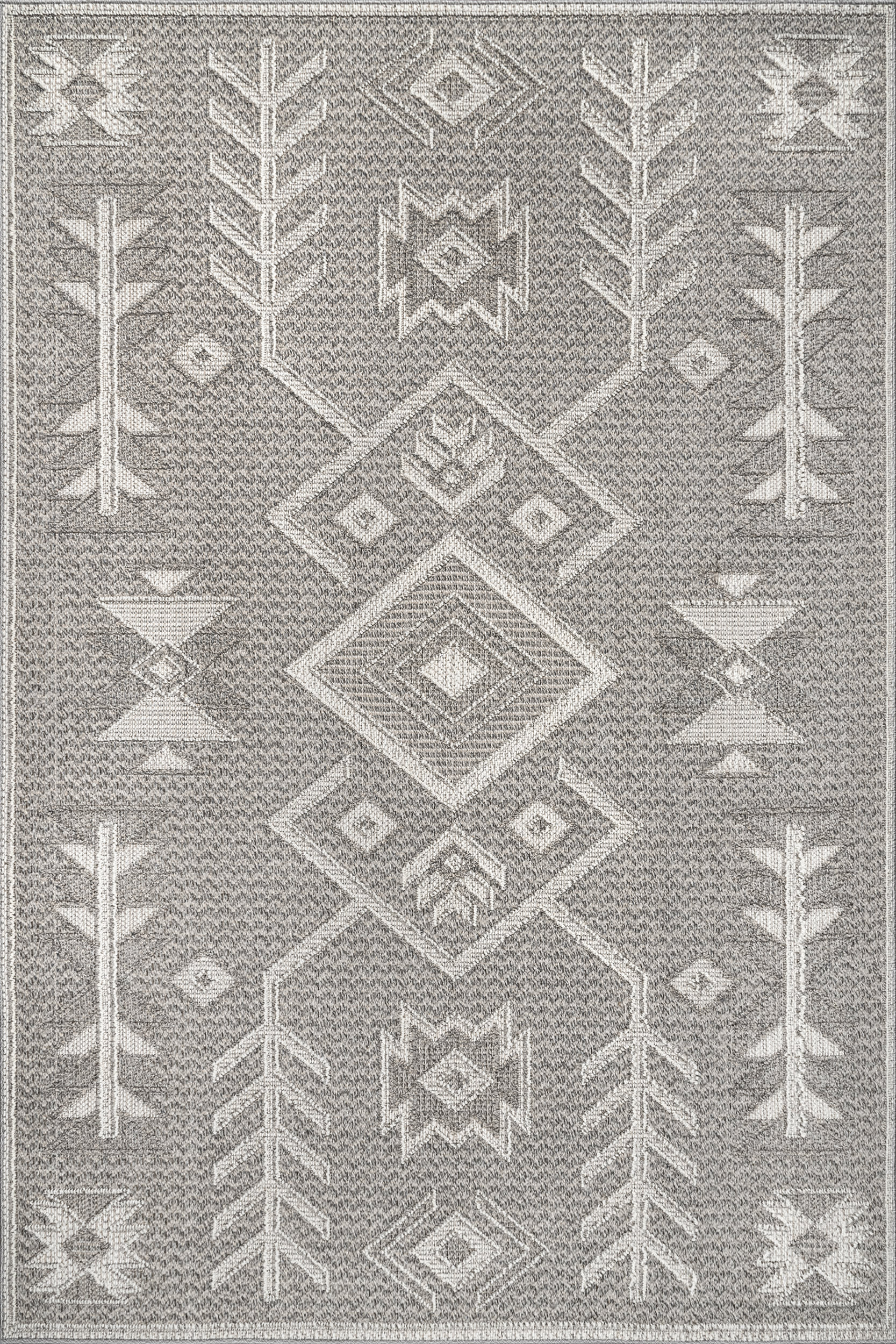 Yara Textured Symbolic Rug | Grey