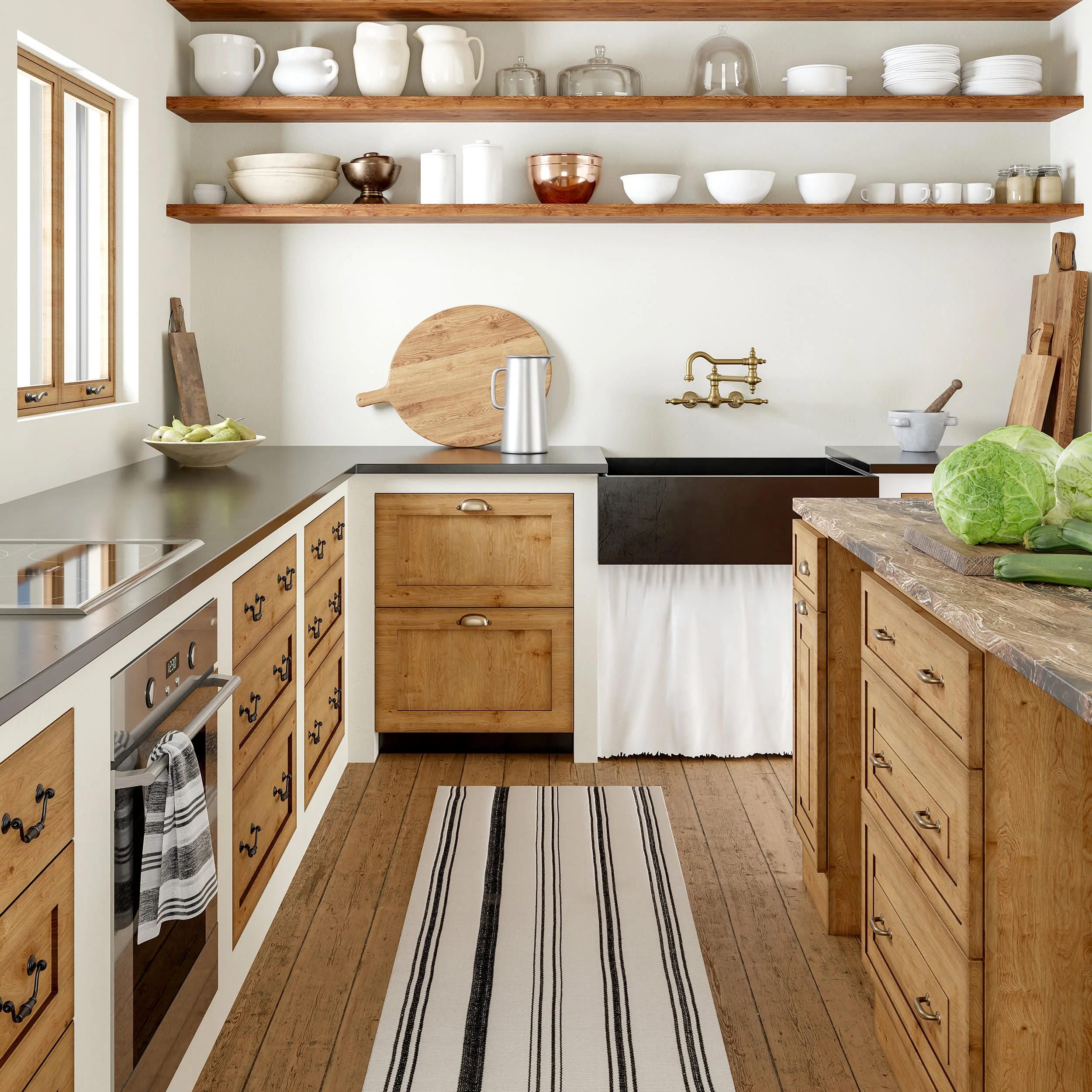Yarrow Cotton Striped Rug | Ivory - Image 2