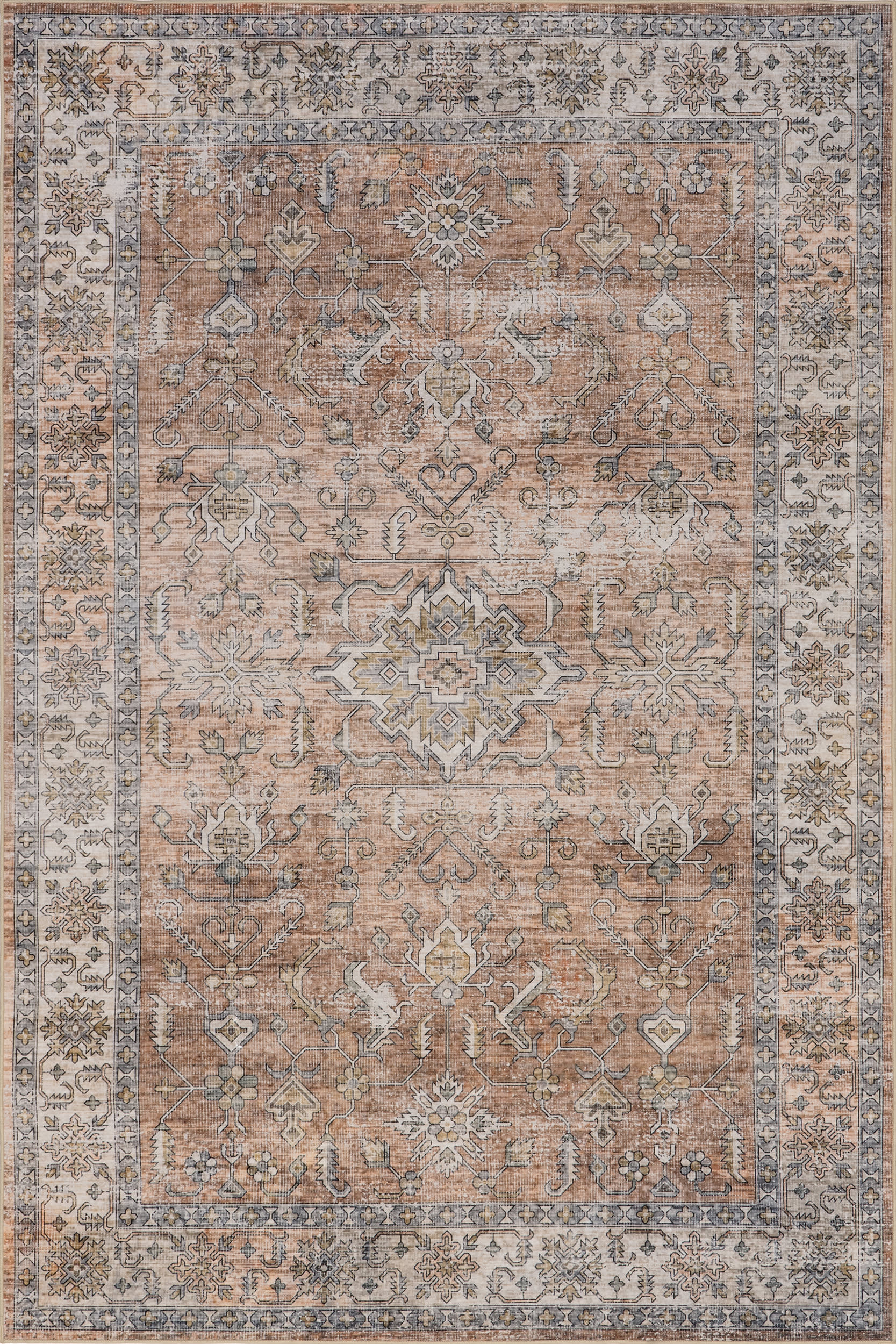 Yvette Spill Proof Washable Rug | Rust
