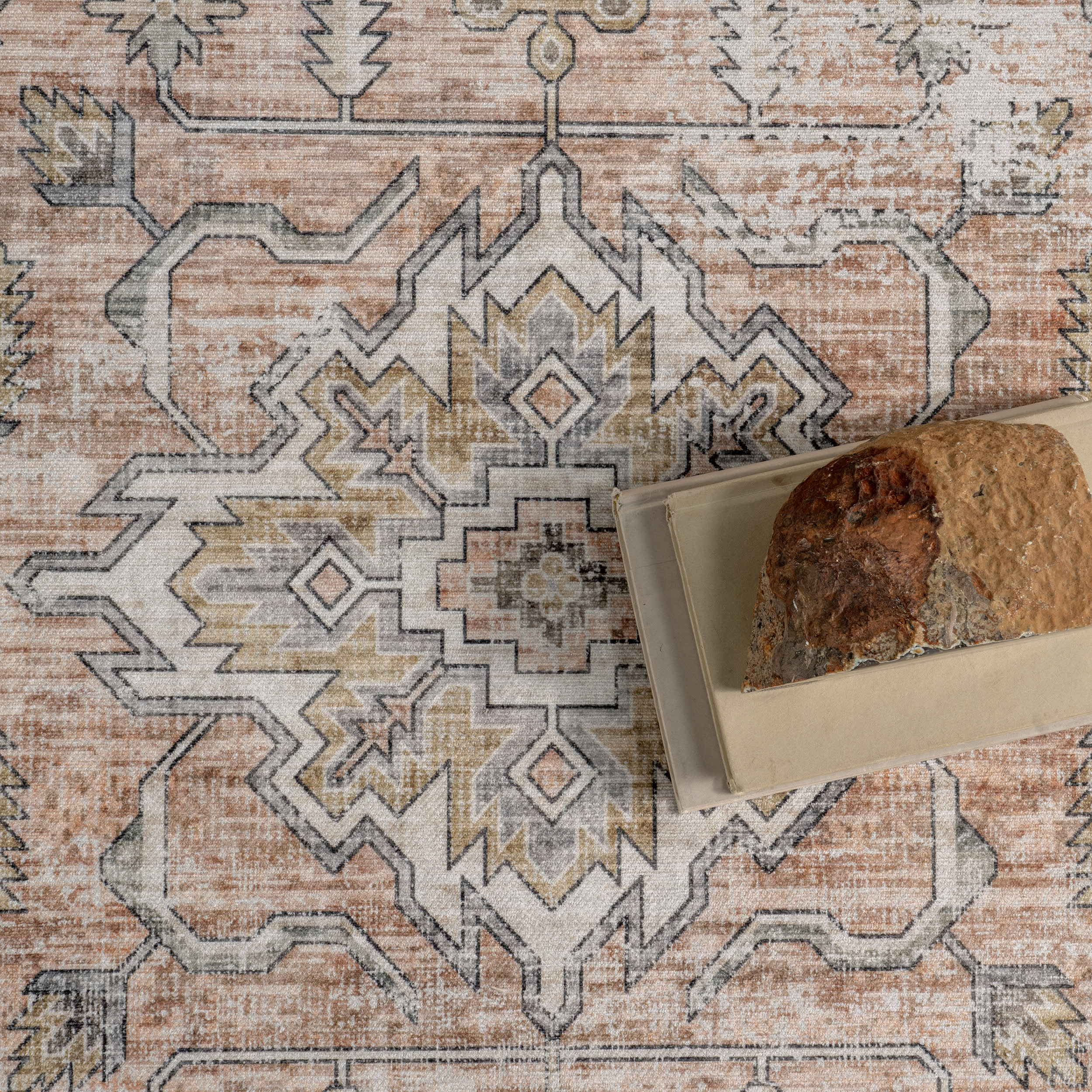 Yvette Spill Proof Washable Rug | Rust - Image 7